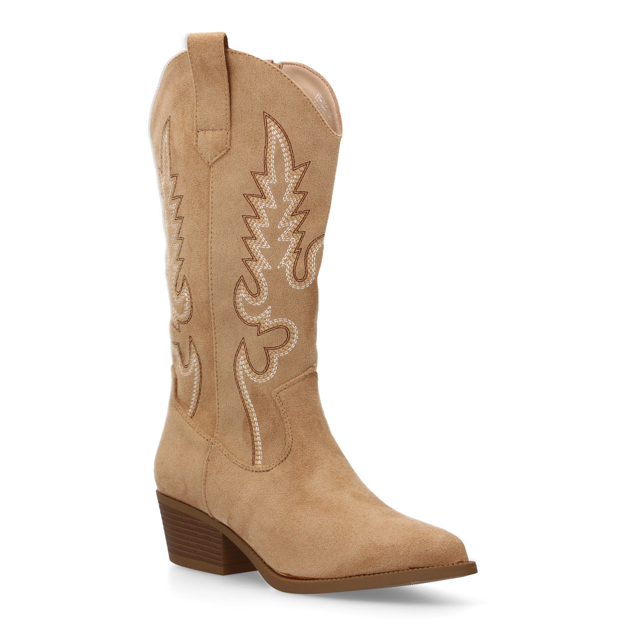 Botas Cowboy para Mujer con Tacón Bajo, Caña Bordada de 32 cm y Cremallera