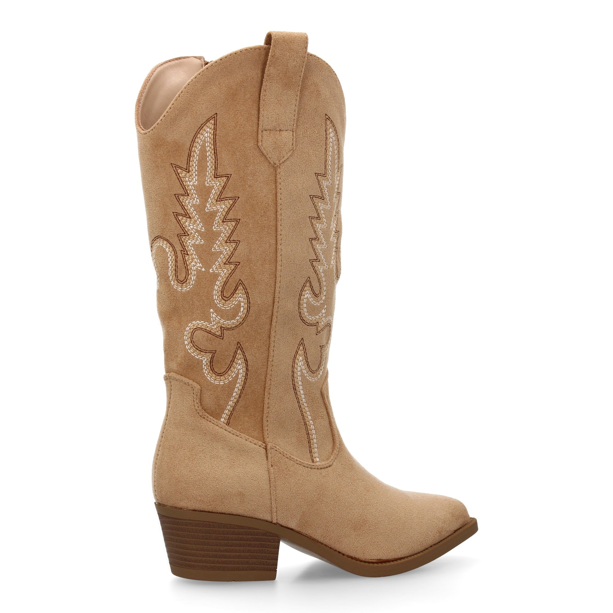 Botas Cowboy para Mujer con Tacón Bajo, Caña Bordada de 32 cm y Cremallera