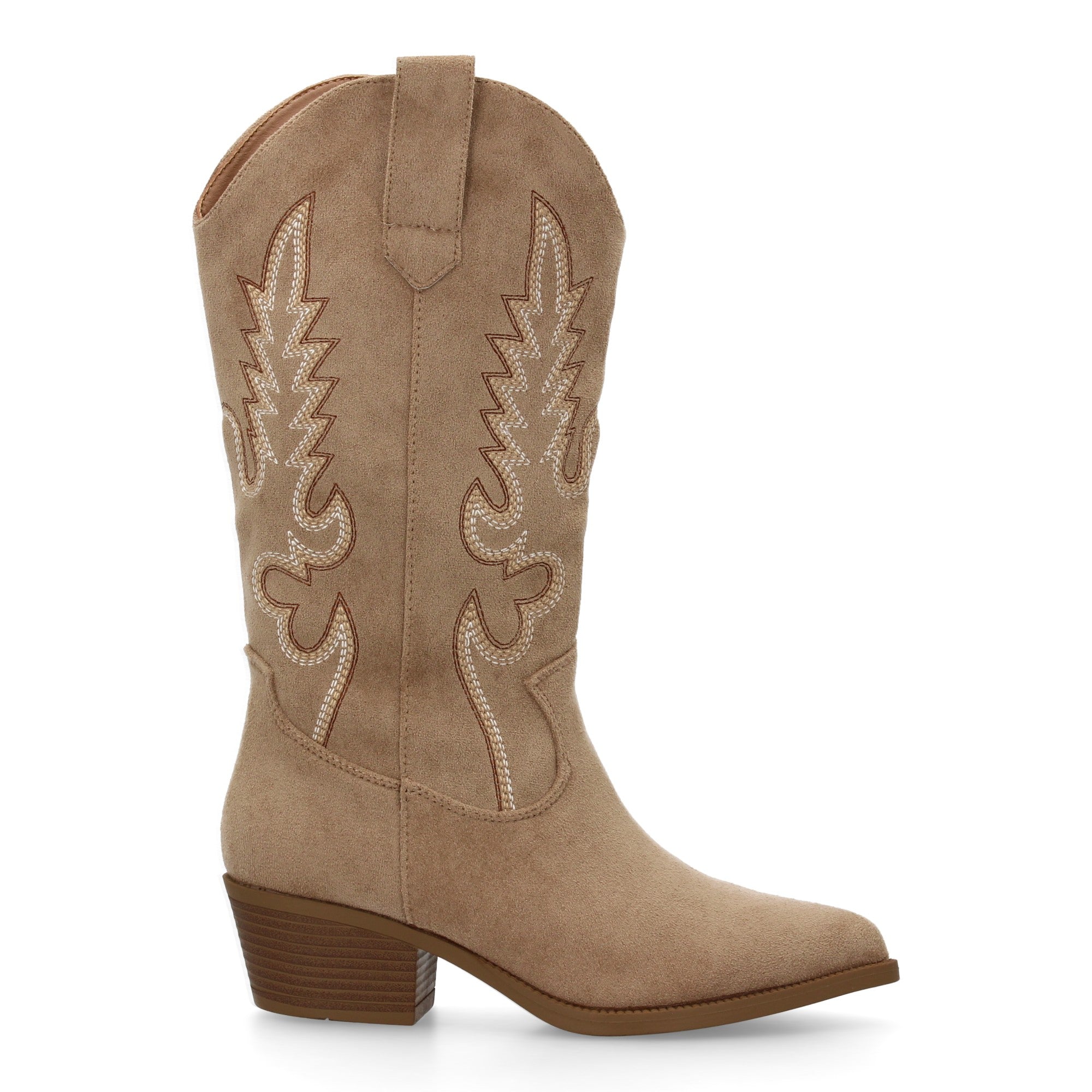 Botas Cowboy para Mujer con Tacón Bajo, Caña Bordada de 32 cm y Cremallera