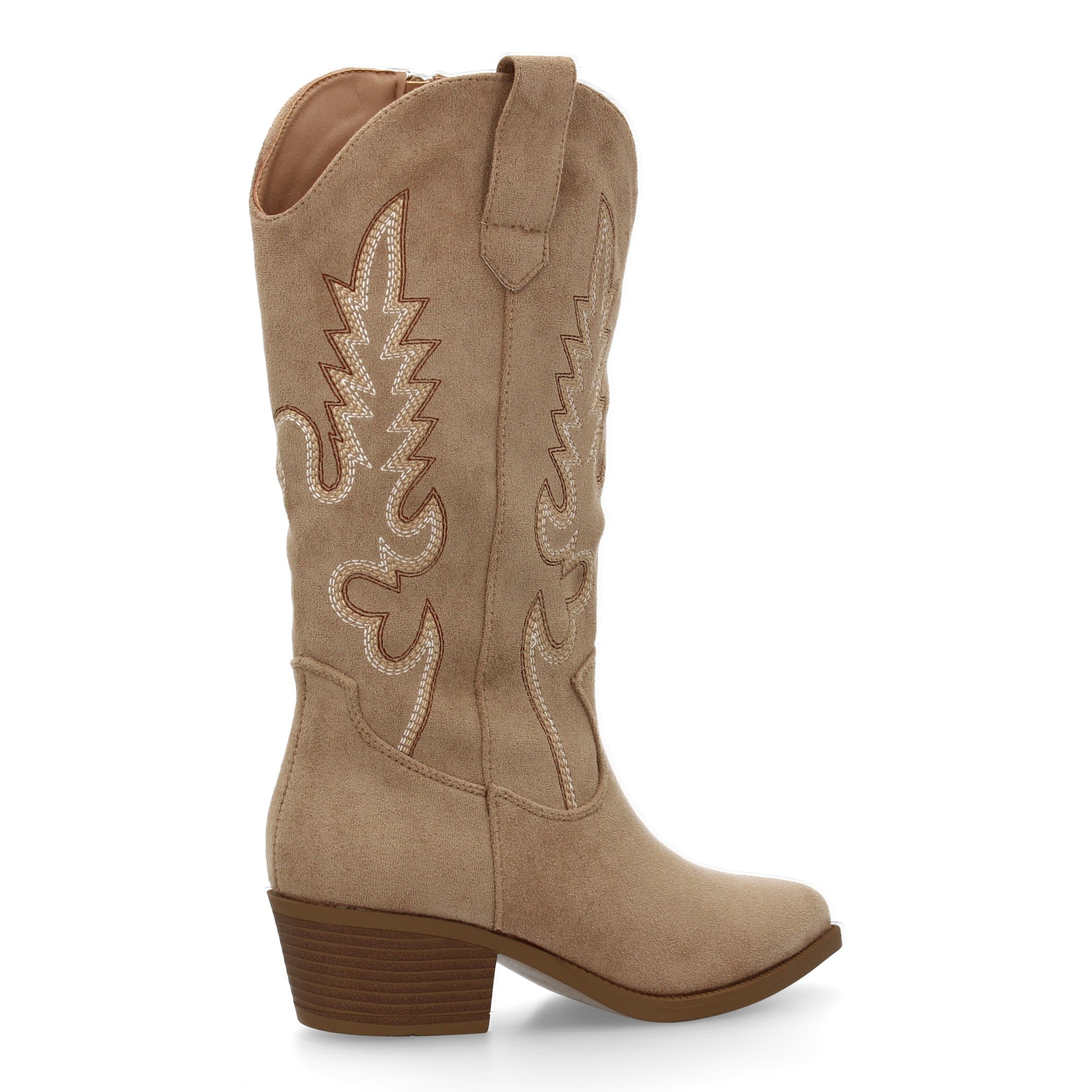 Botas Cowboy para Mujer con Tacón Bajo, Caña Bordada de 32 cm y Cremallera
