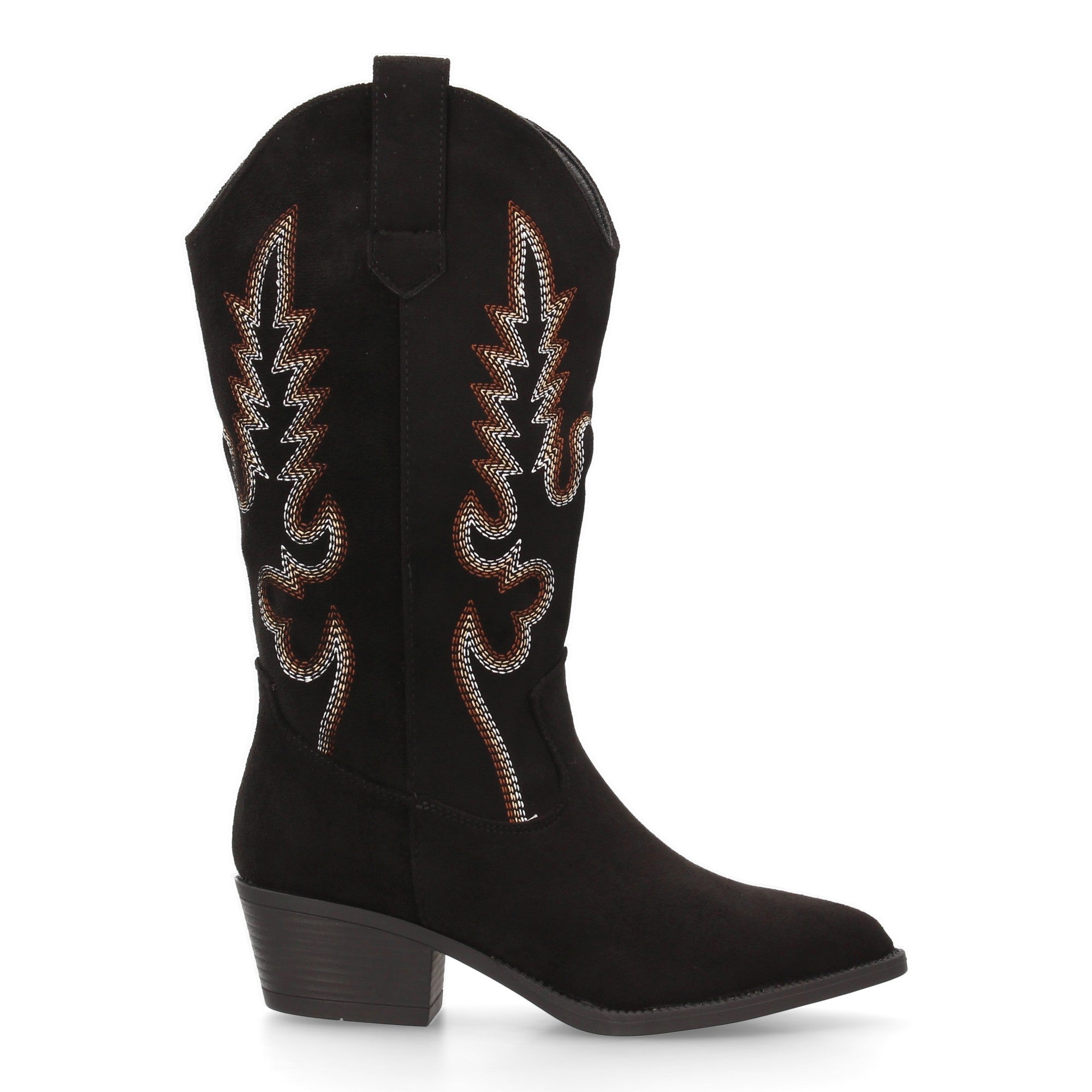 Botas Cowboy para Mujer con Tacón Bajo, Caña Bordada de 32 cm y Cremallera