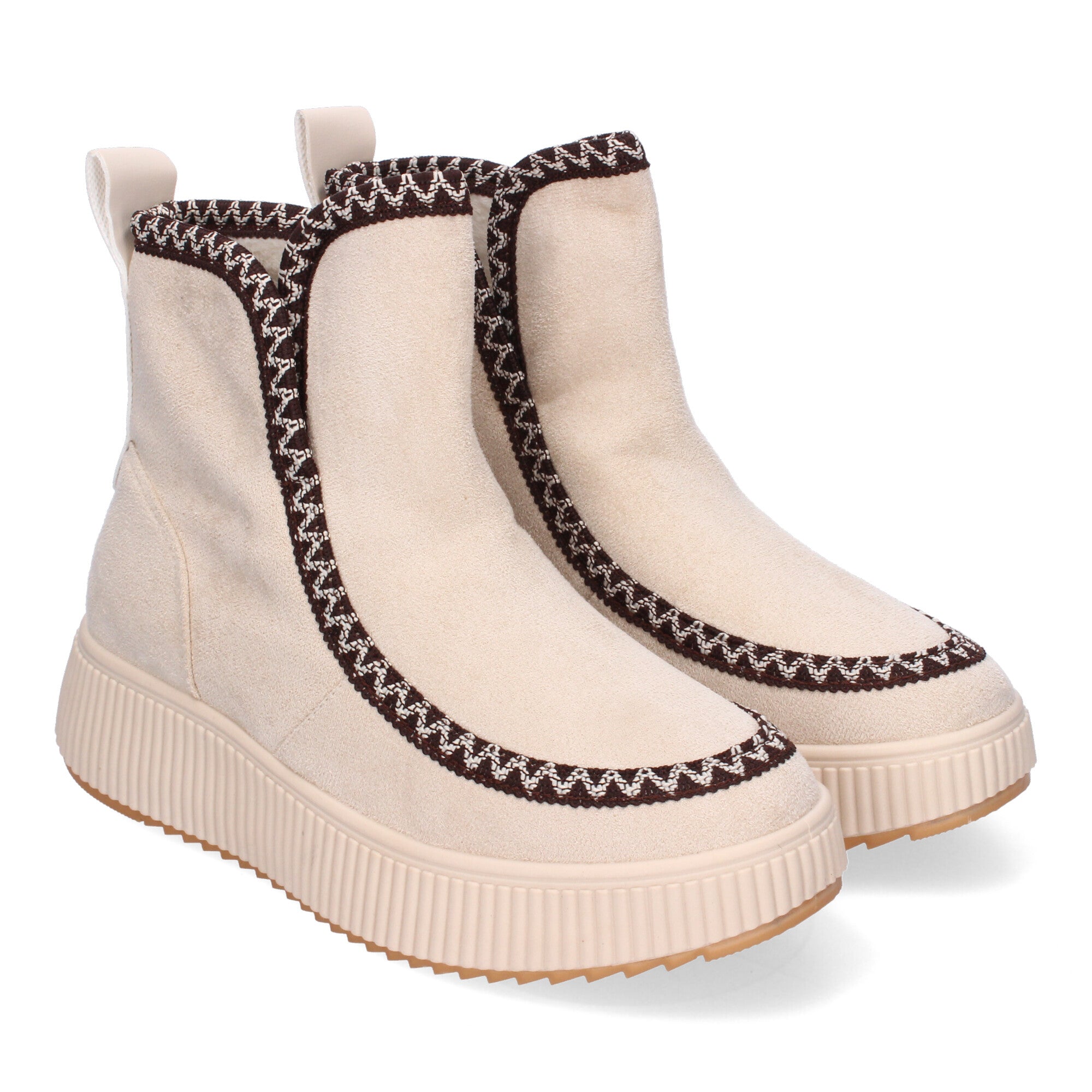 Botines beige con diseño trenzado