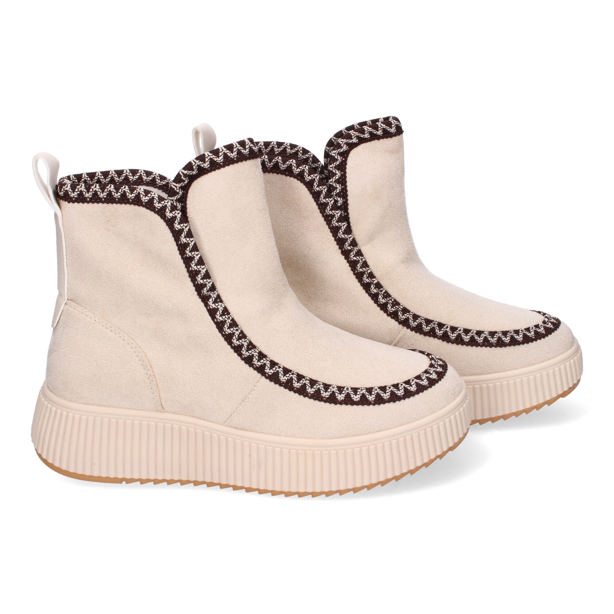 Botines beige con diseño trenzado