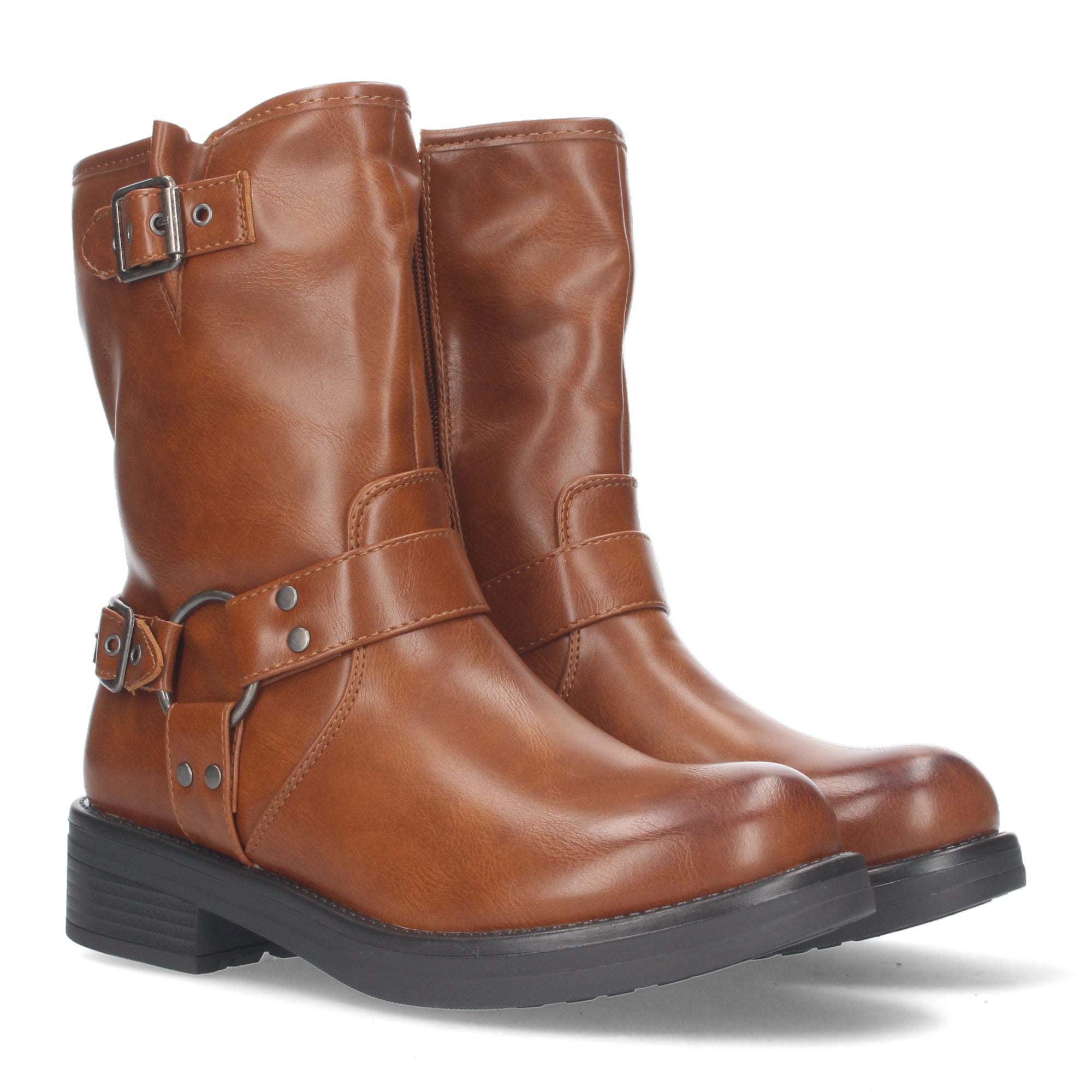 Botin camel con adorno hebillas
