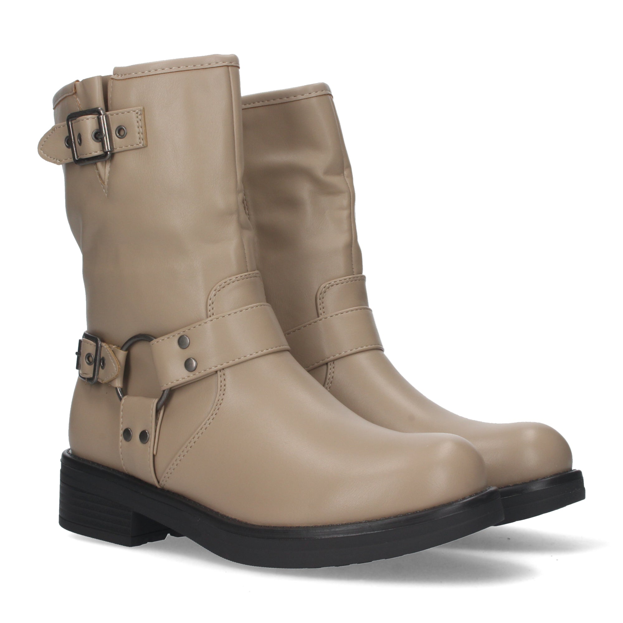 Botin kaki con diseño hebillas