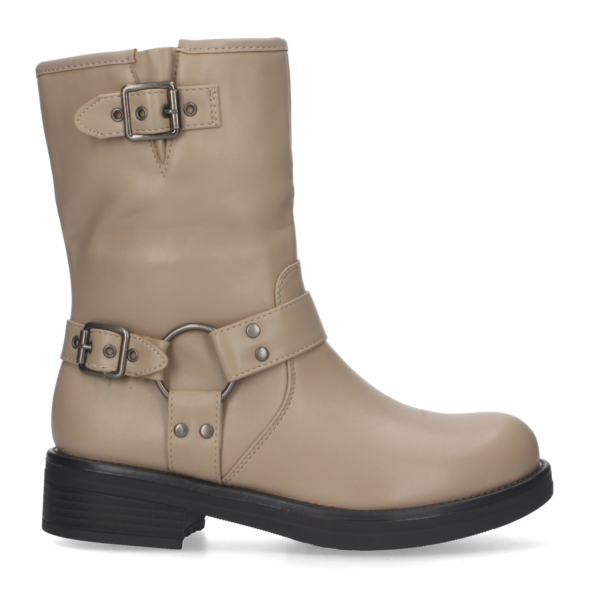 Botin kaki con diseño hebillas
