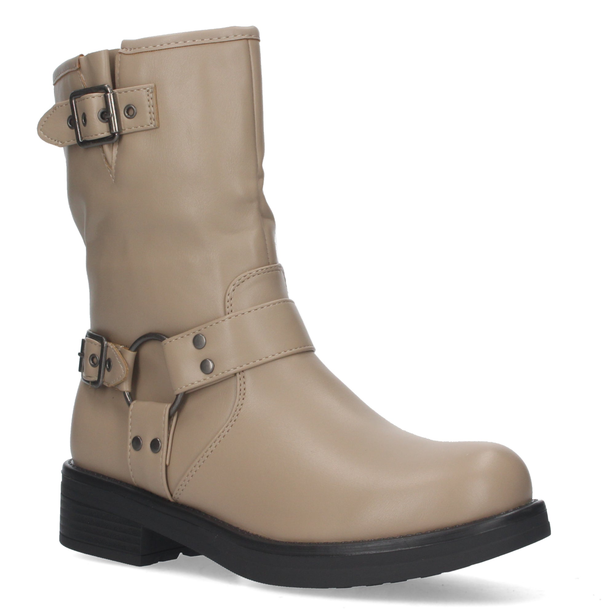 Botin kaki con diseño hebillas