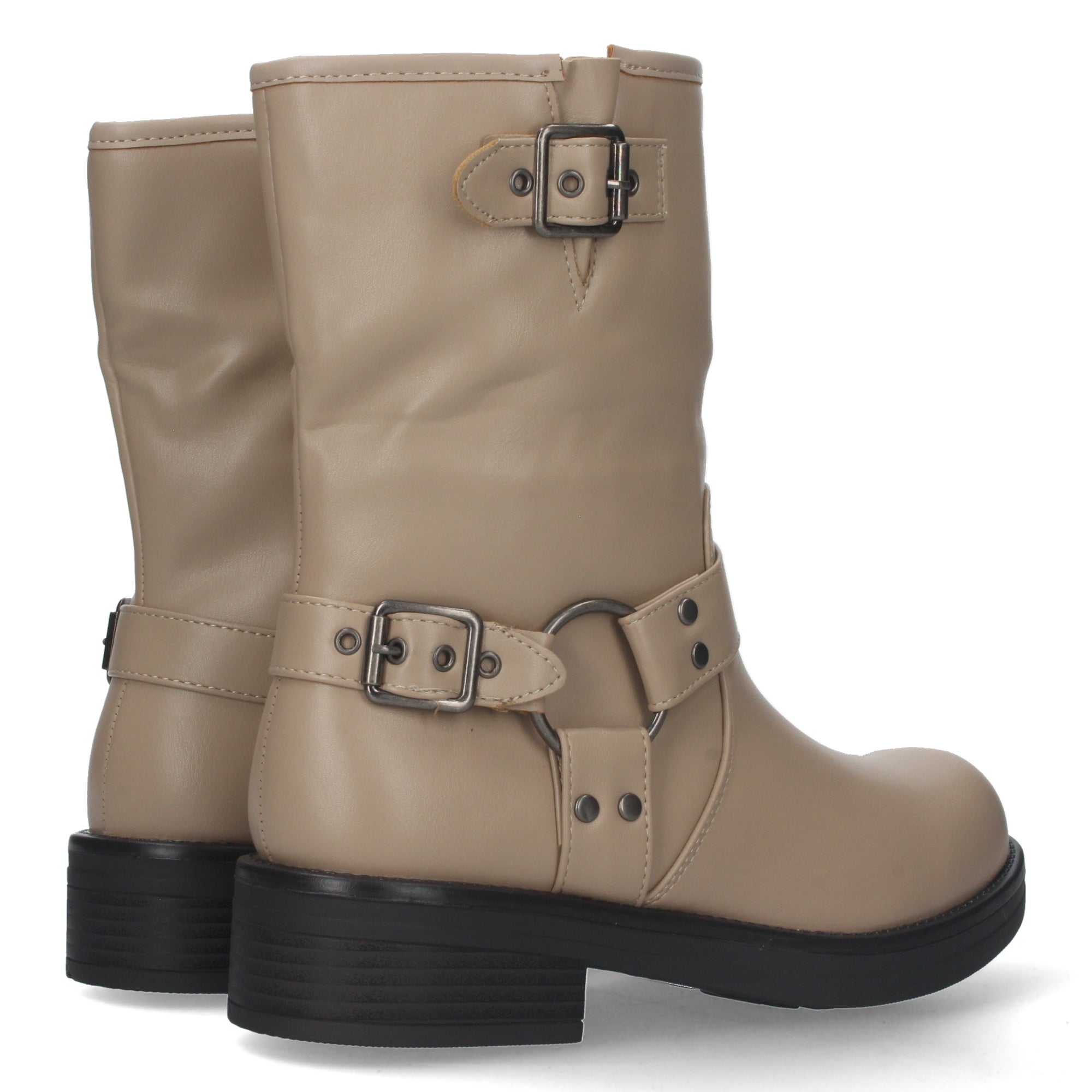 Botin kaki con diseño hebillas