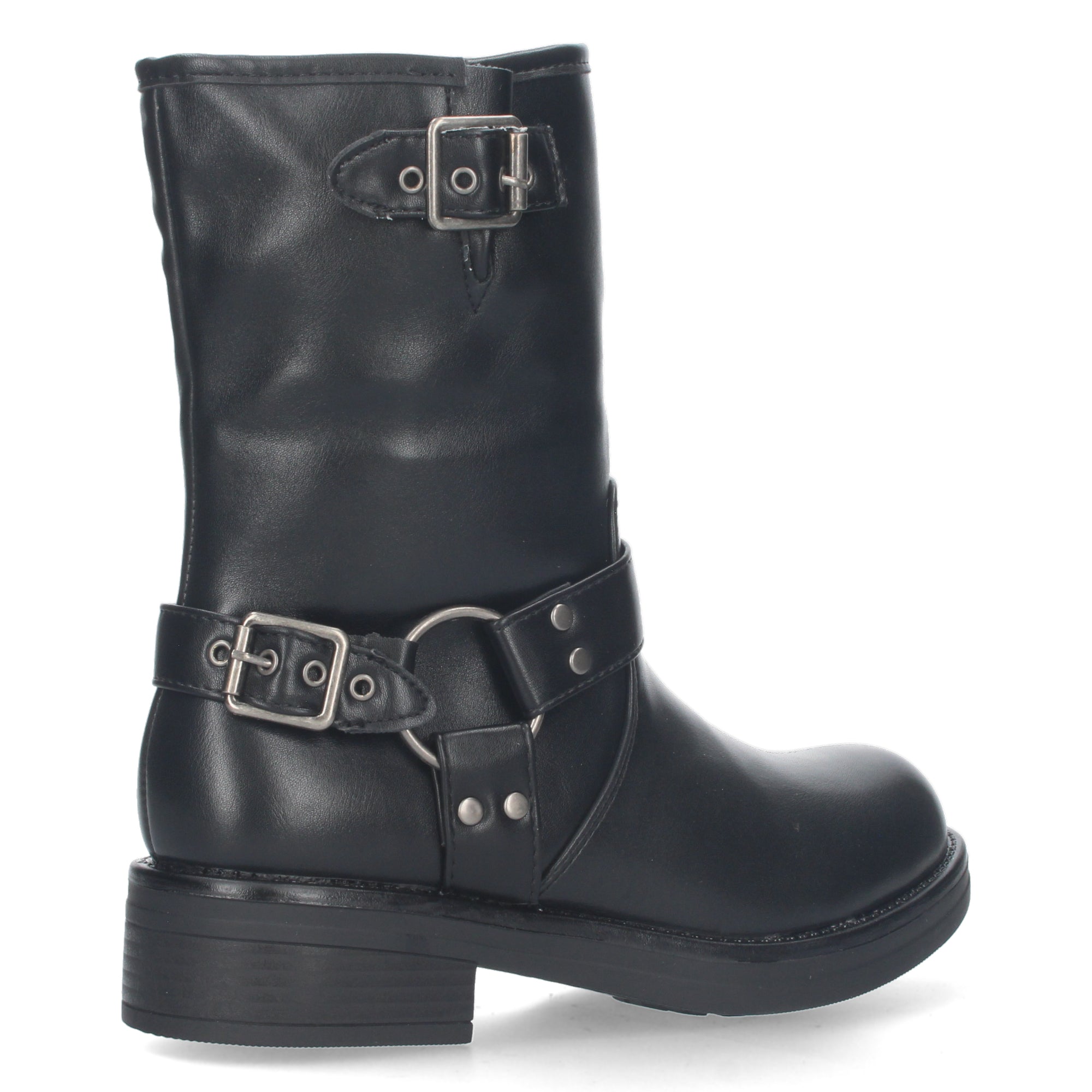 Botines moteros negros con detalle hebillas