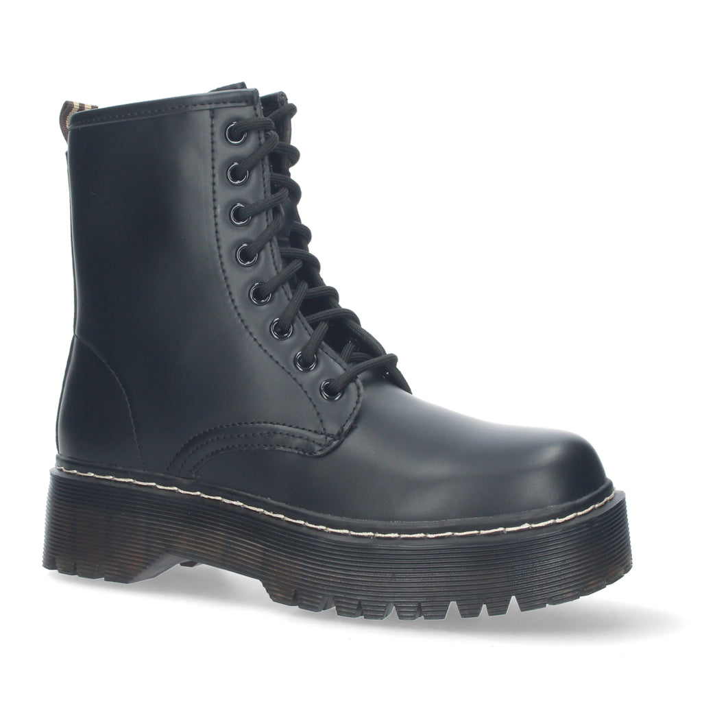 Botin negro estilo acordonado