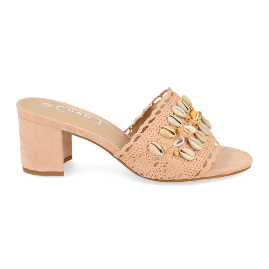 Cyrena Pink Seashell – Sandalia Rosa de Tacón con Conchas para Mujer | Estilo Chic para Invitadas