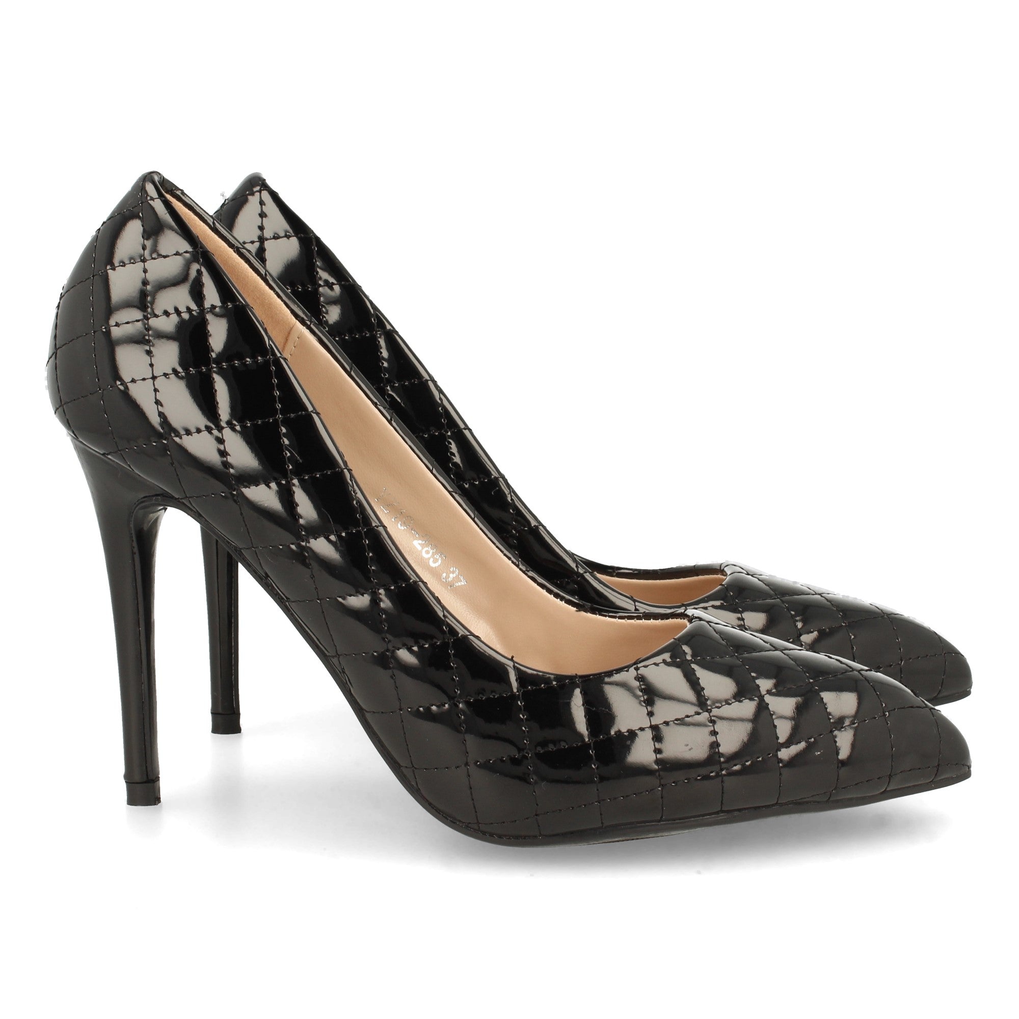 Zapato Negro a Cuadros  De Salon Con Tacon Fino Stiletto
