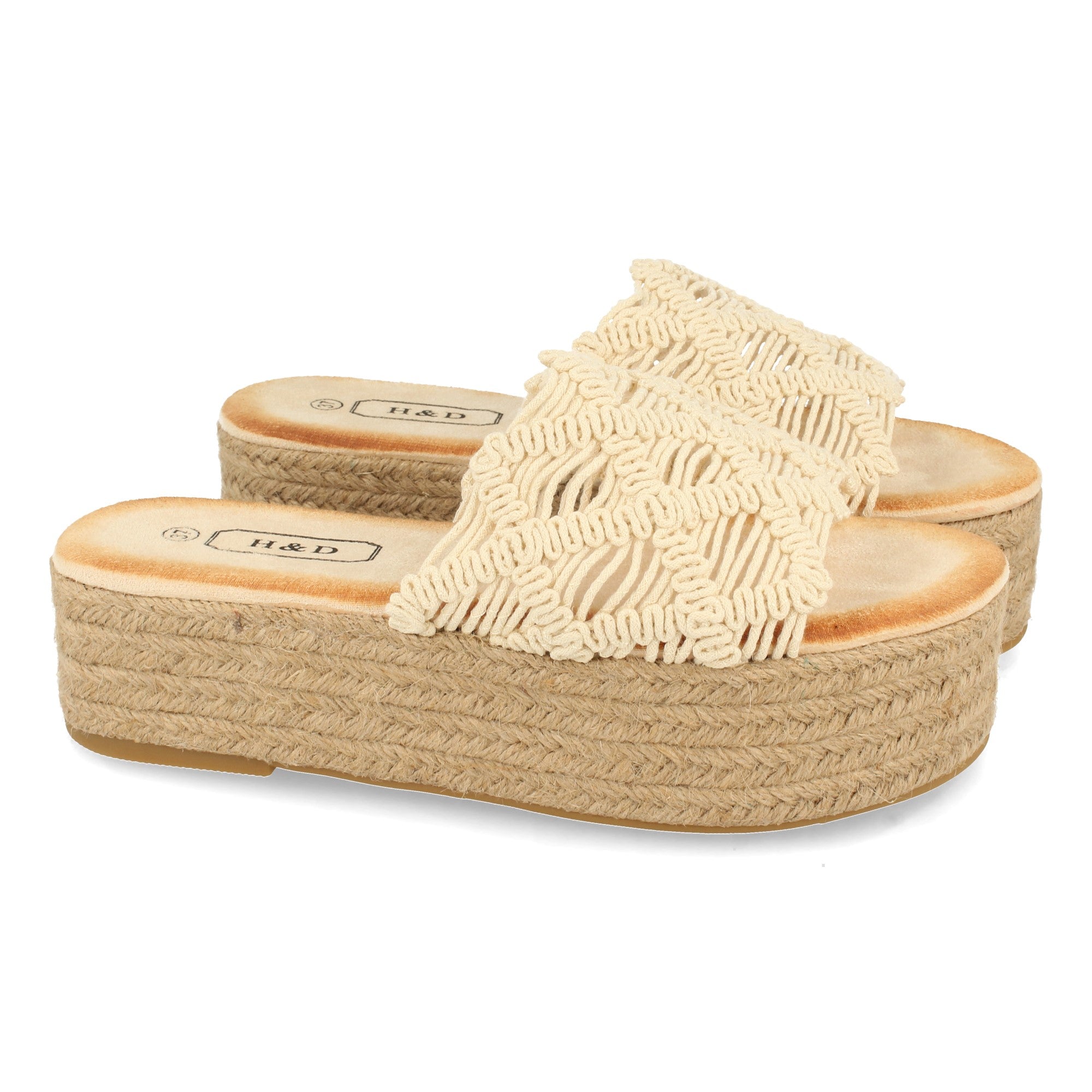 Sandalia Plana para Mujer con Plataforma de Yute y Pala de Cordones Entrelazados