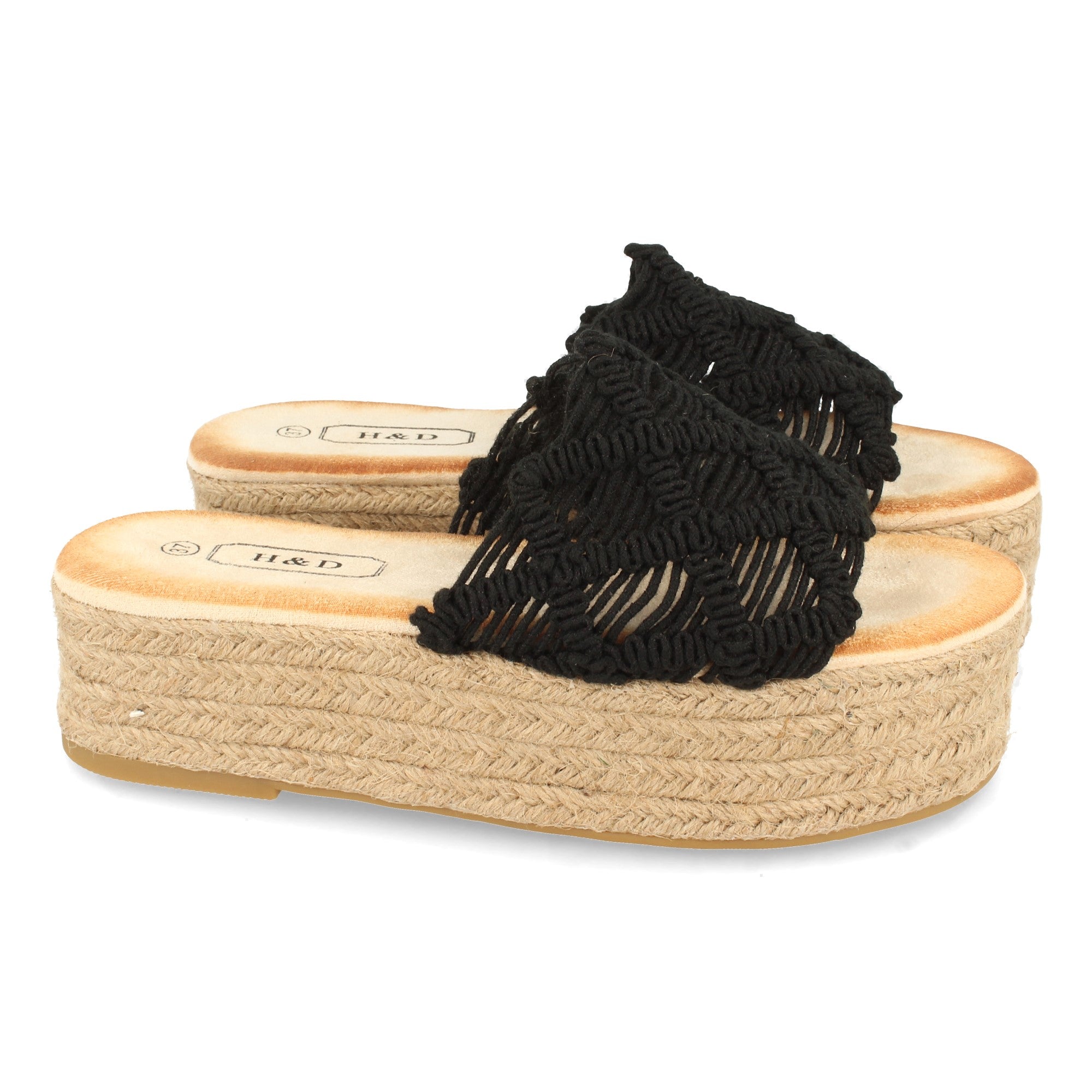 Sandalia Plana para Mujer con Plataforma de Yute y Pala de Cordones Entrelazados