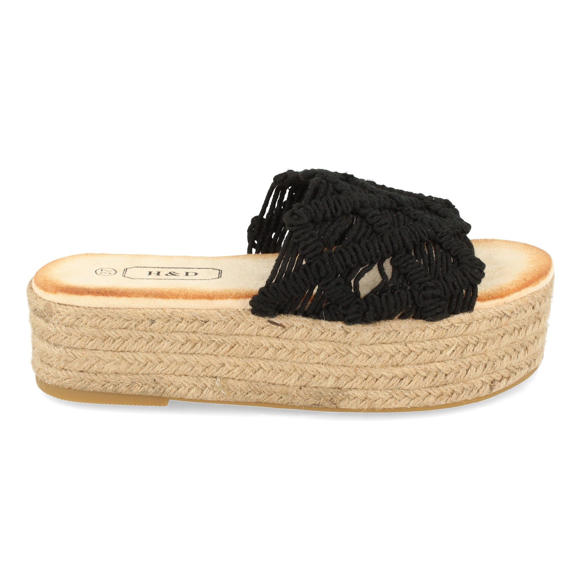 Sandalia Plana para Mujer con Plataforma de Yute y Pala de Cordones Entrelazados