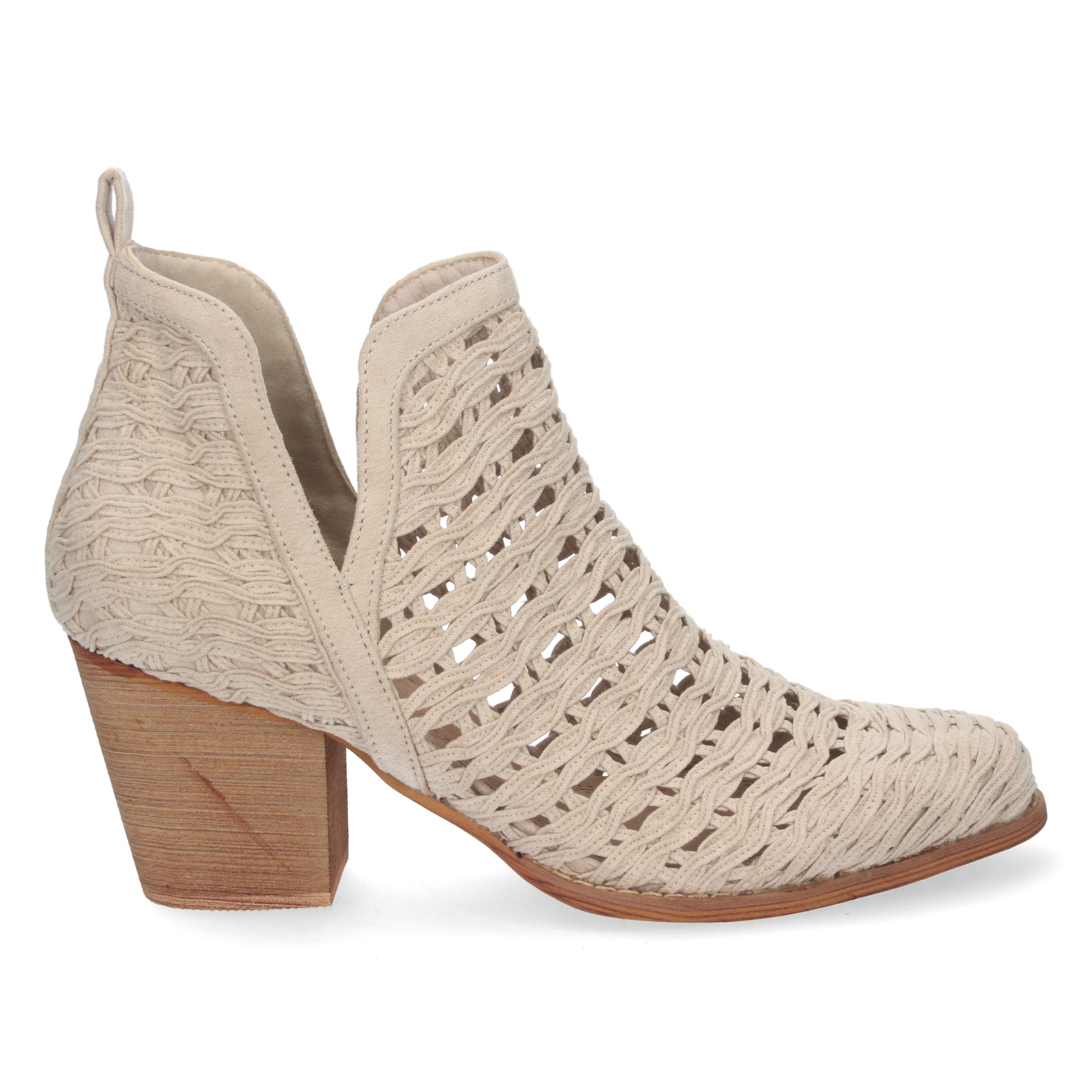 Botines beige con tiras trenzadas