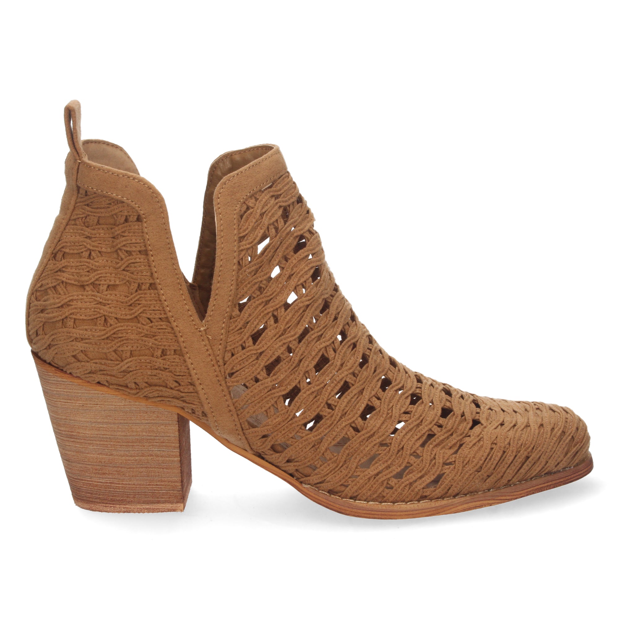 Botin camel con tiras trenzadas