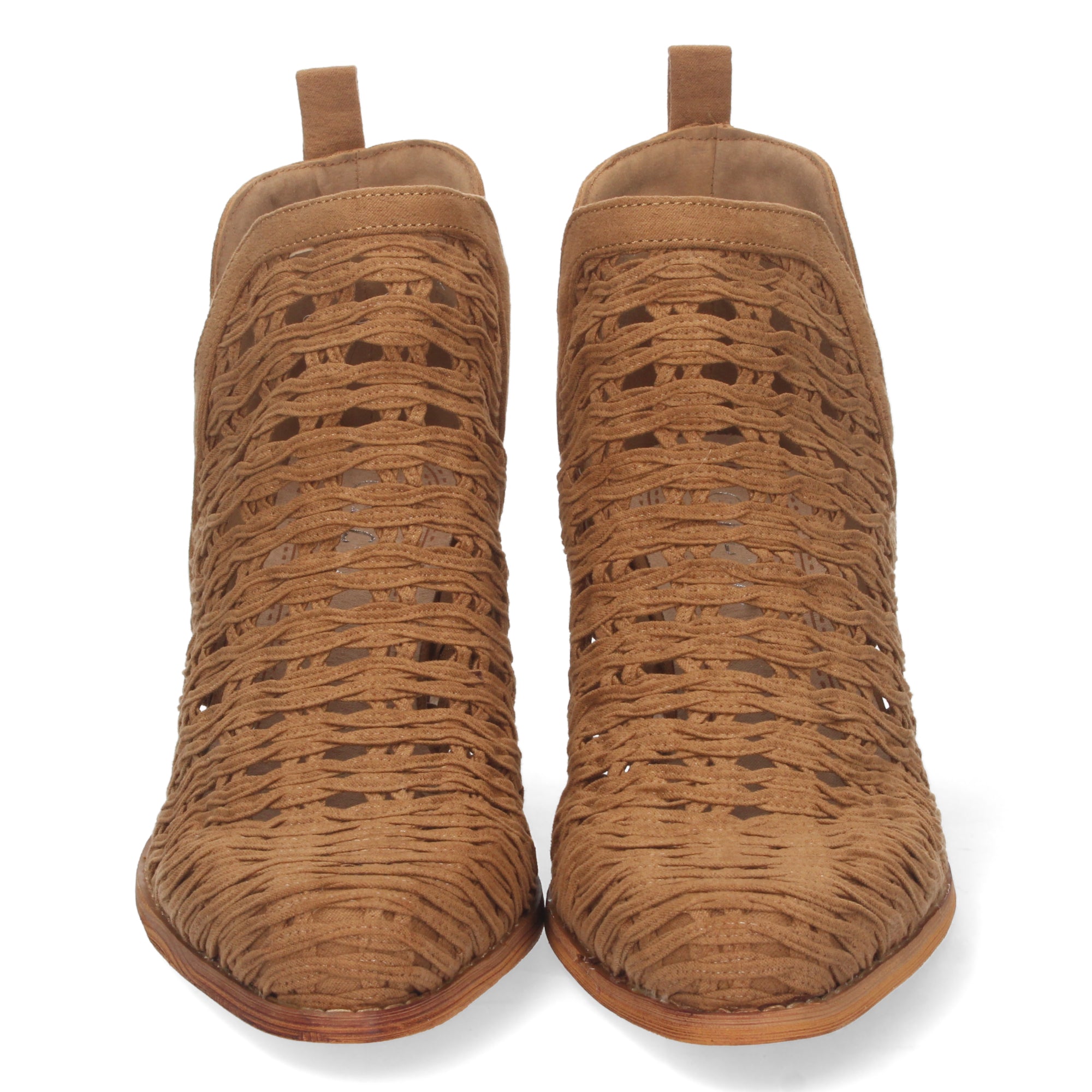 Botin camel con tiras trenzadas