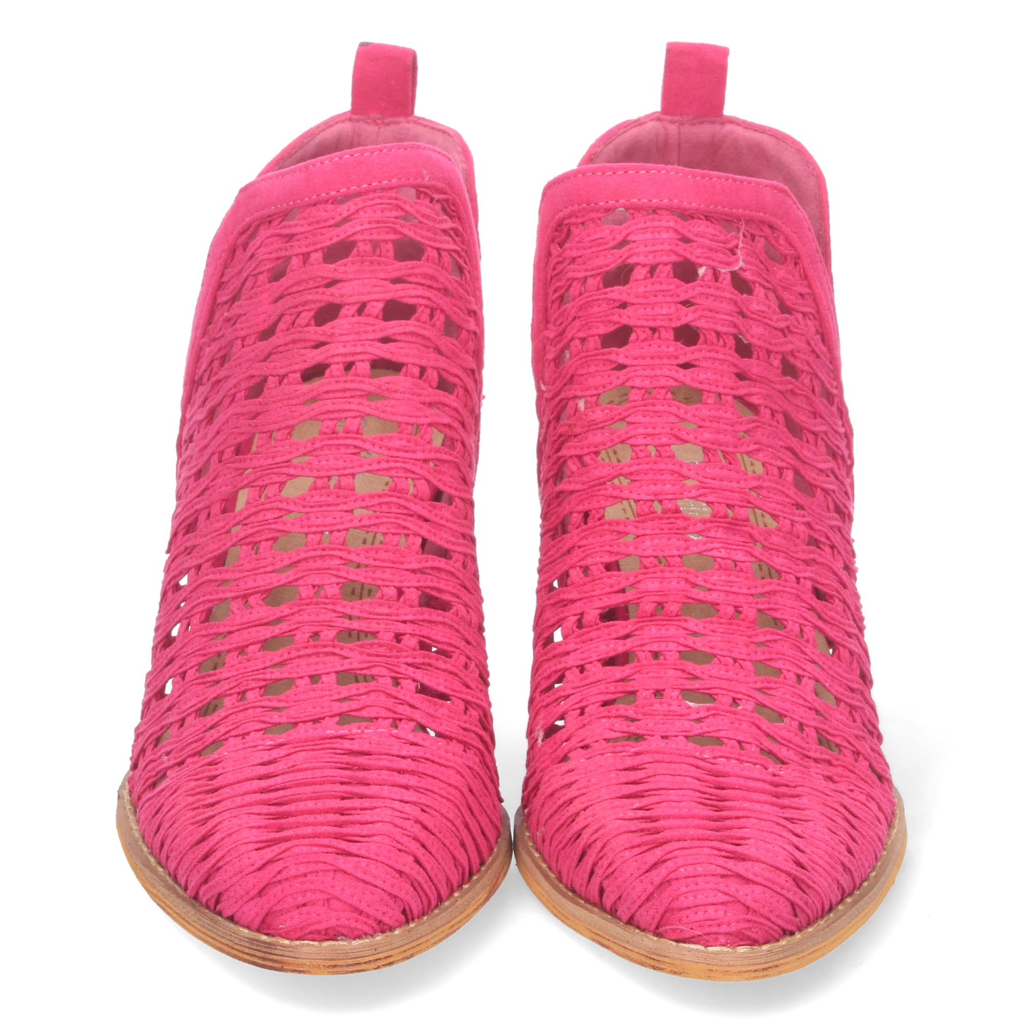 Botines fucsia con tiras trenzadas