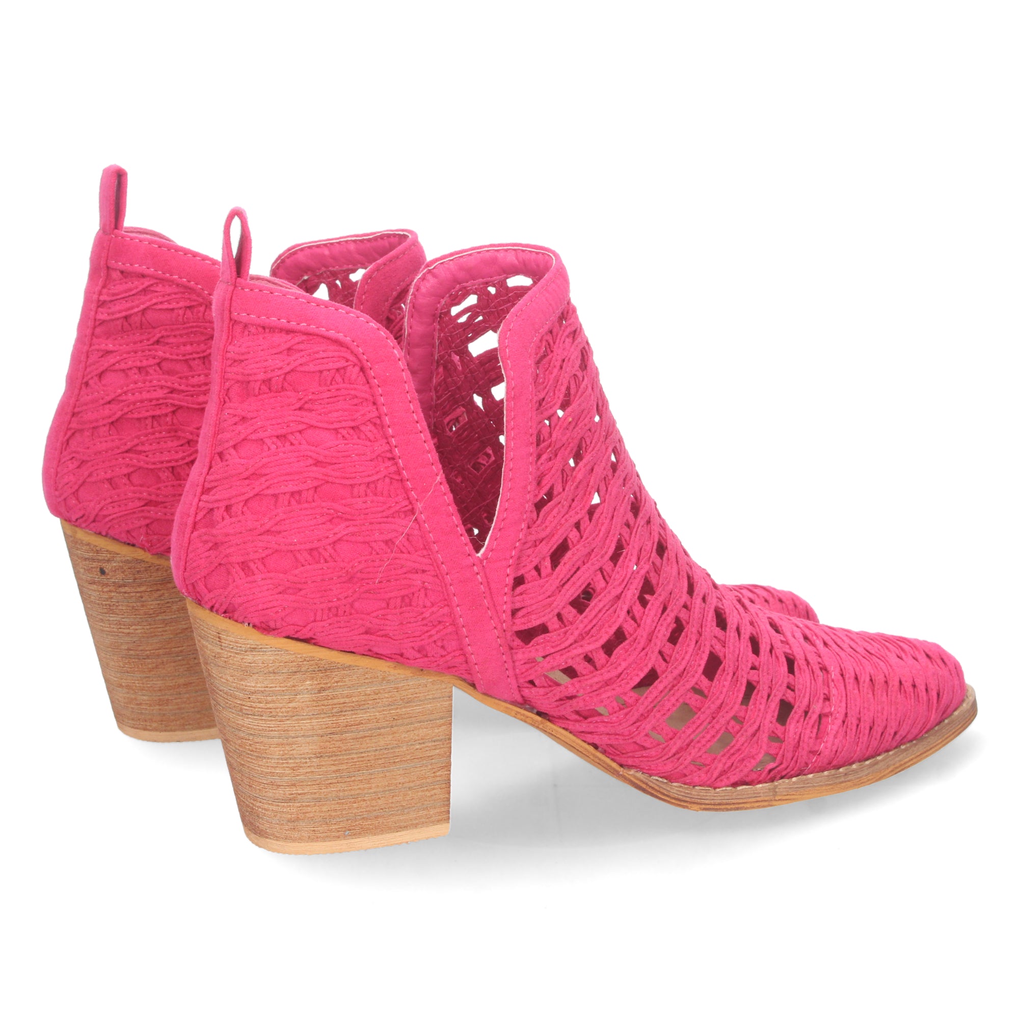 Botines fucsia con tiras trenzadas