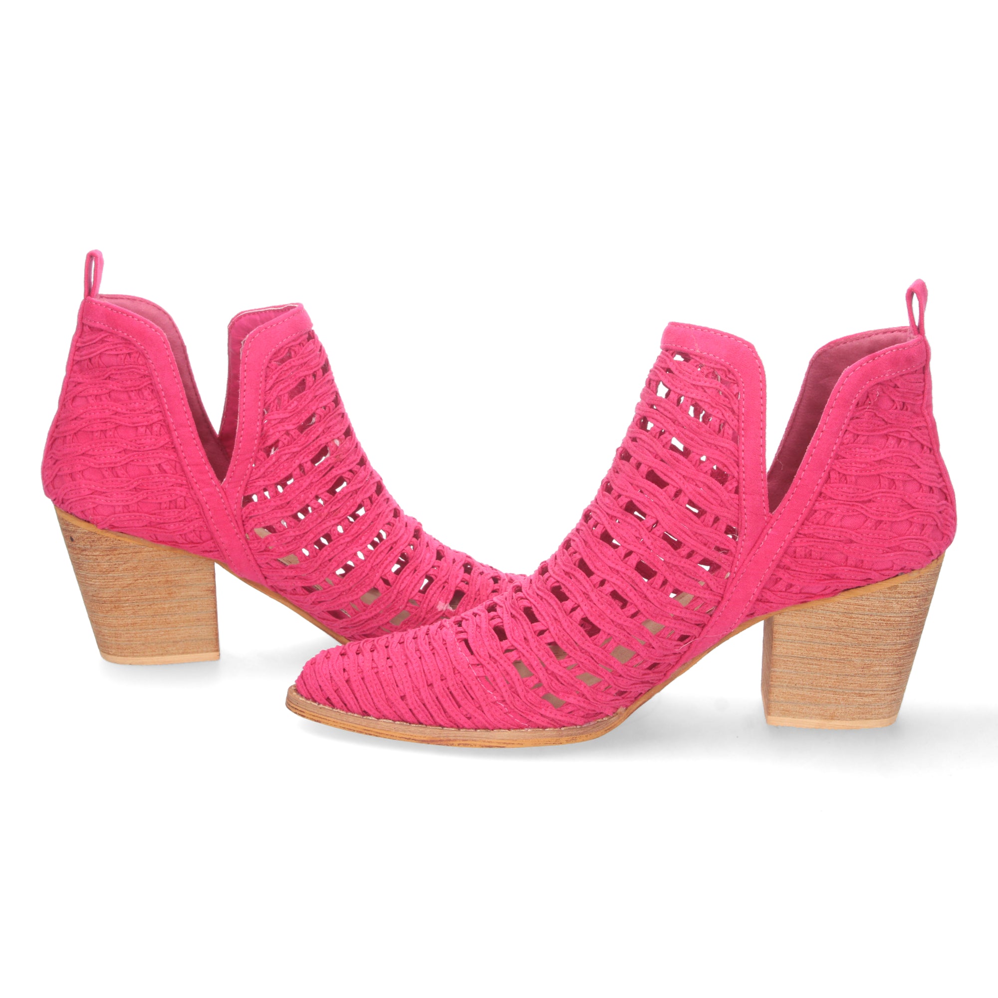 Botines fucsia con tiras trenzadas