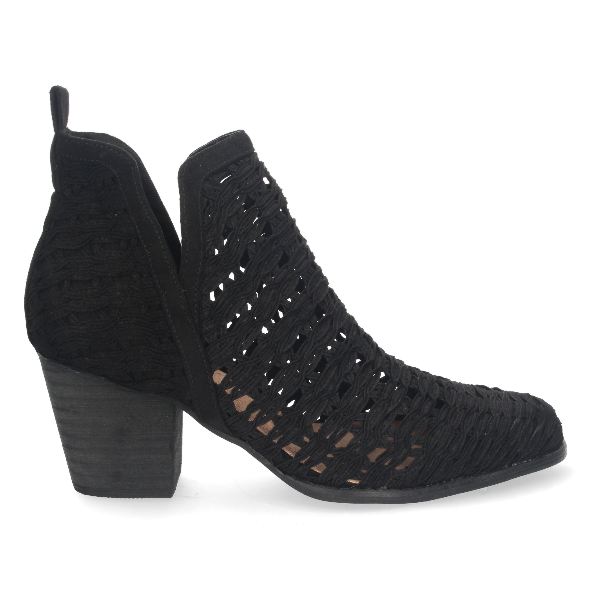 Botin negro con tiras trenzadas