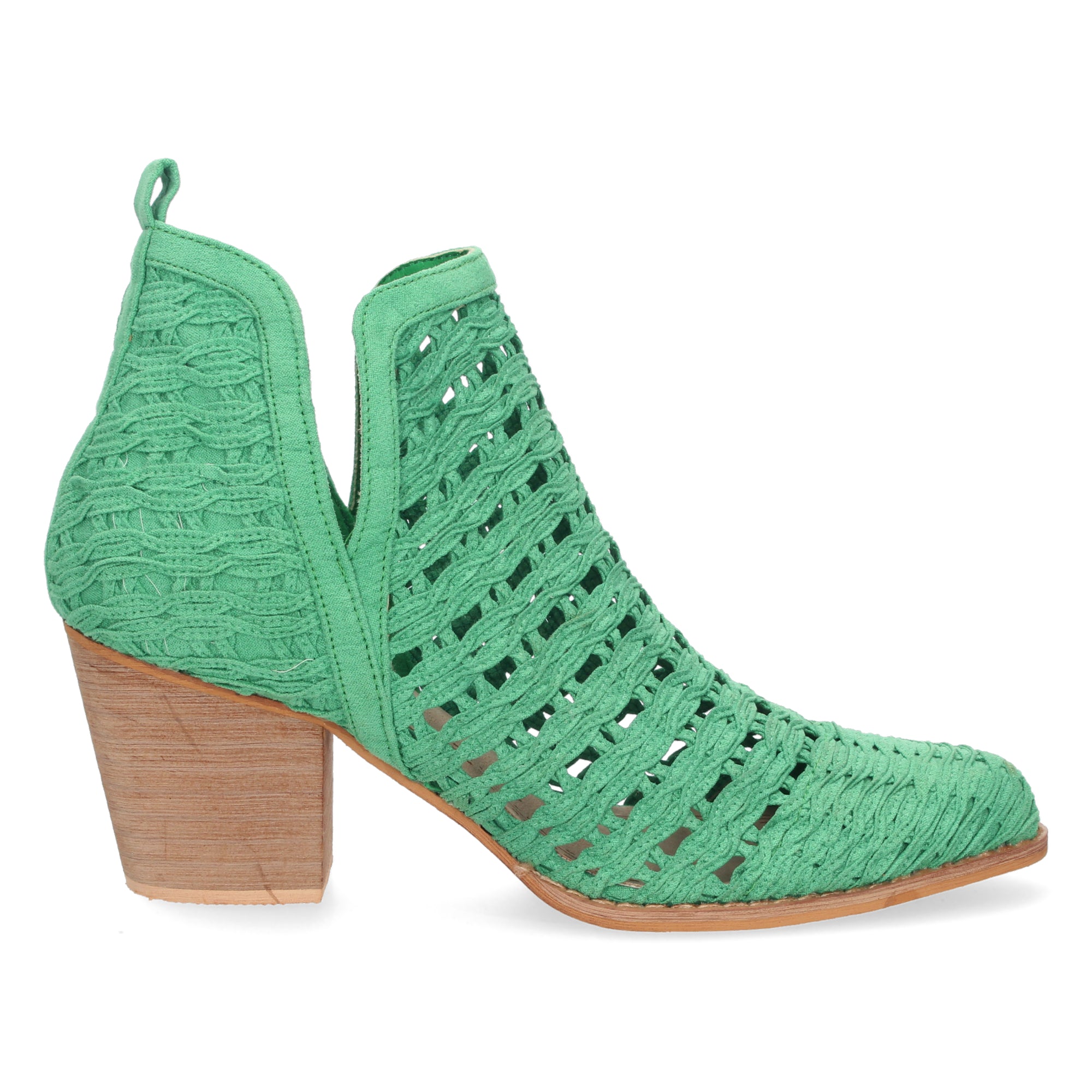 Botines verdes con tiras trenzadas