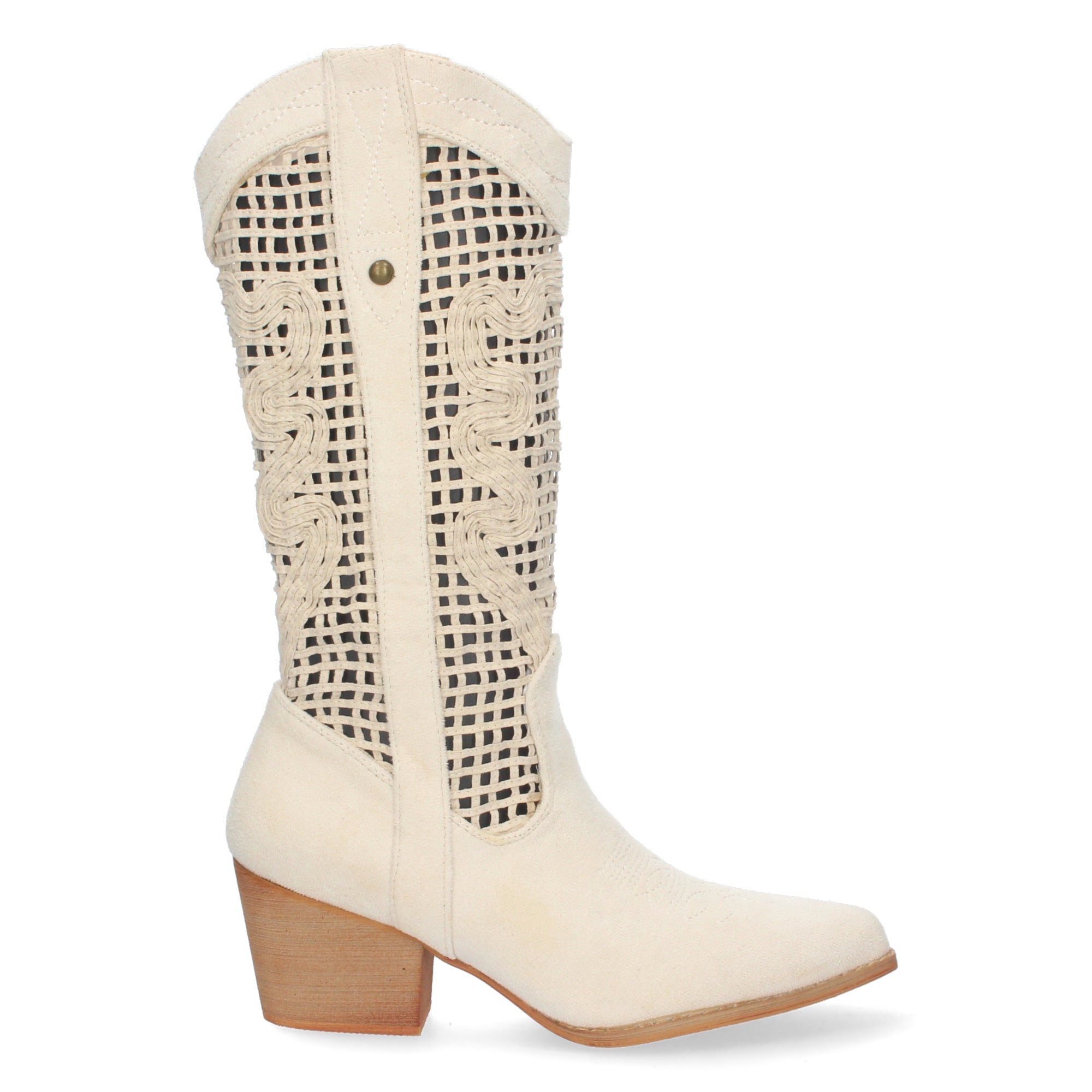 Bota de Tacón para Mujer con Calados en la Caña y Cremallera
