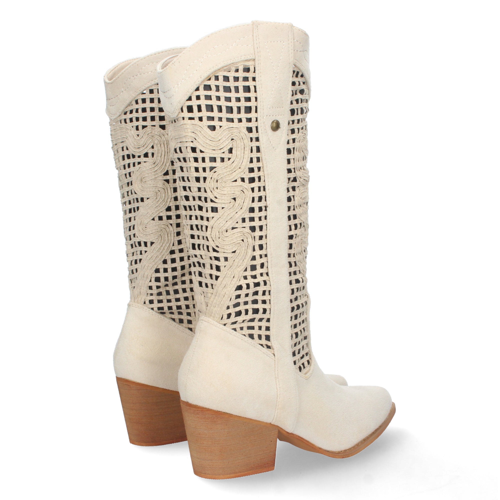 Bota de Tacón para Mujer con Calados en la Caña y Cremallera