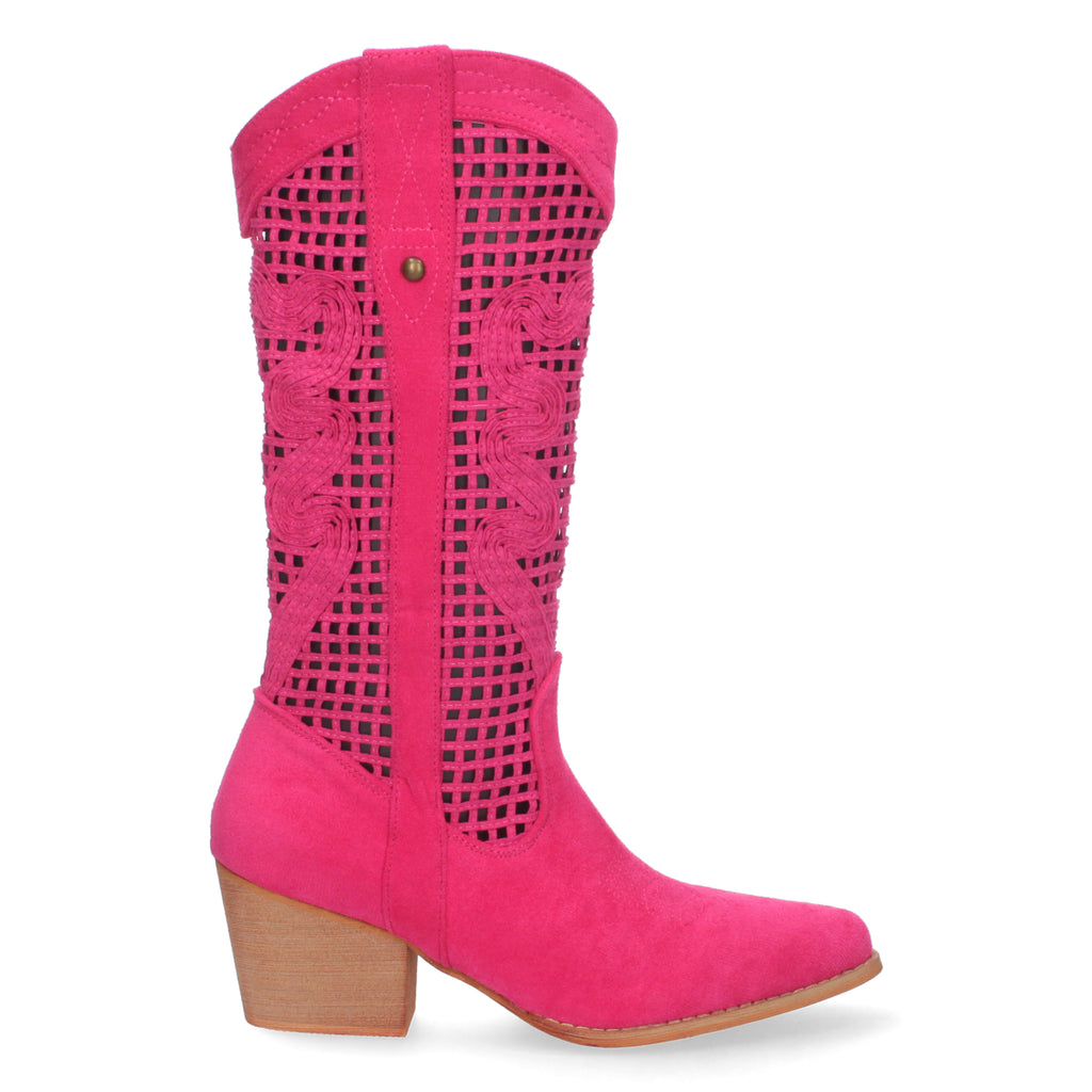 Bota de Tacón para Mujer con Calados en la Caña y Cremallera