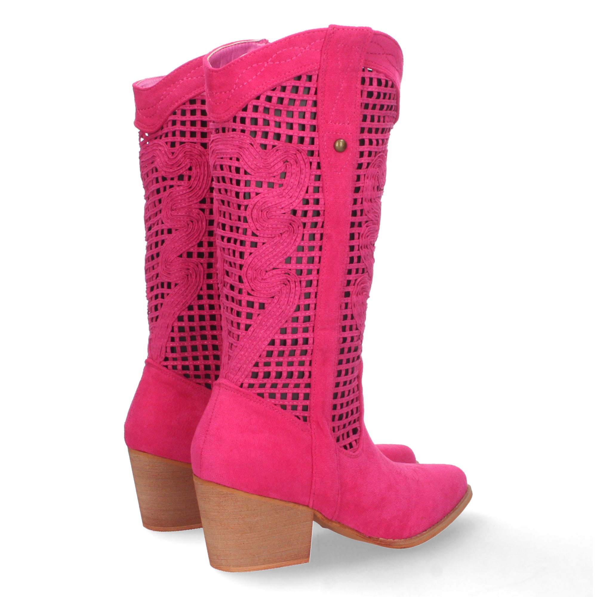 Bota de Tacón para Mujer con Calados en la Caña y Cremallera