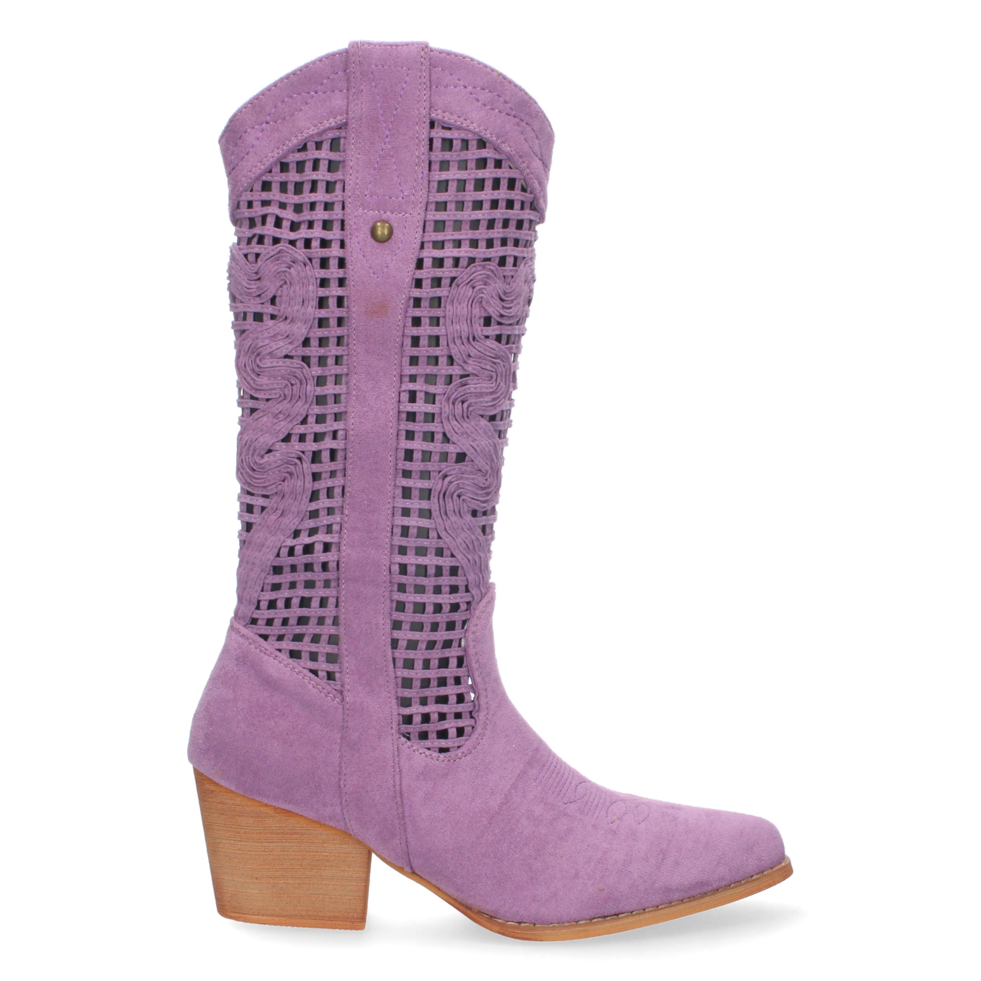 Bota de Tacón para Mujer con Calados en la Caña y Cremallera