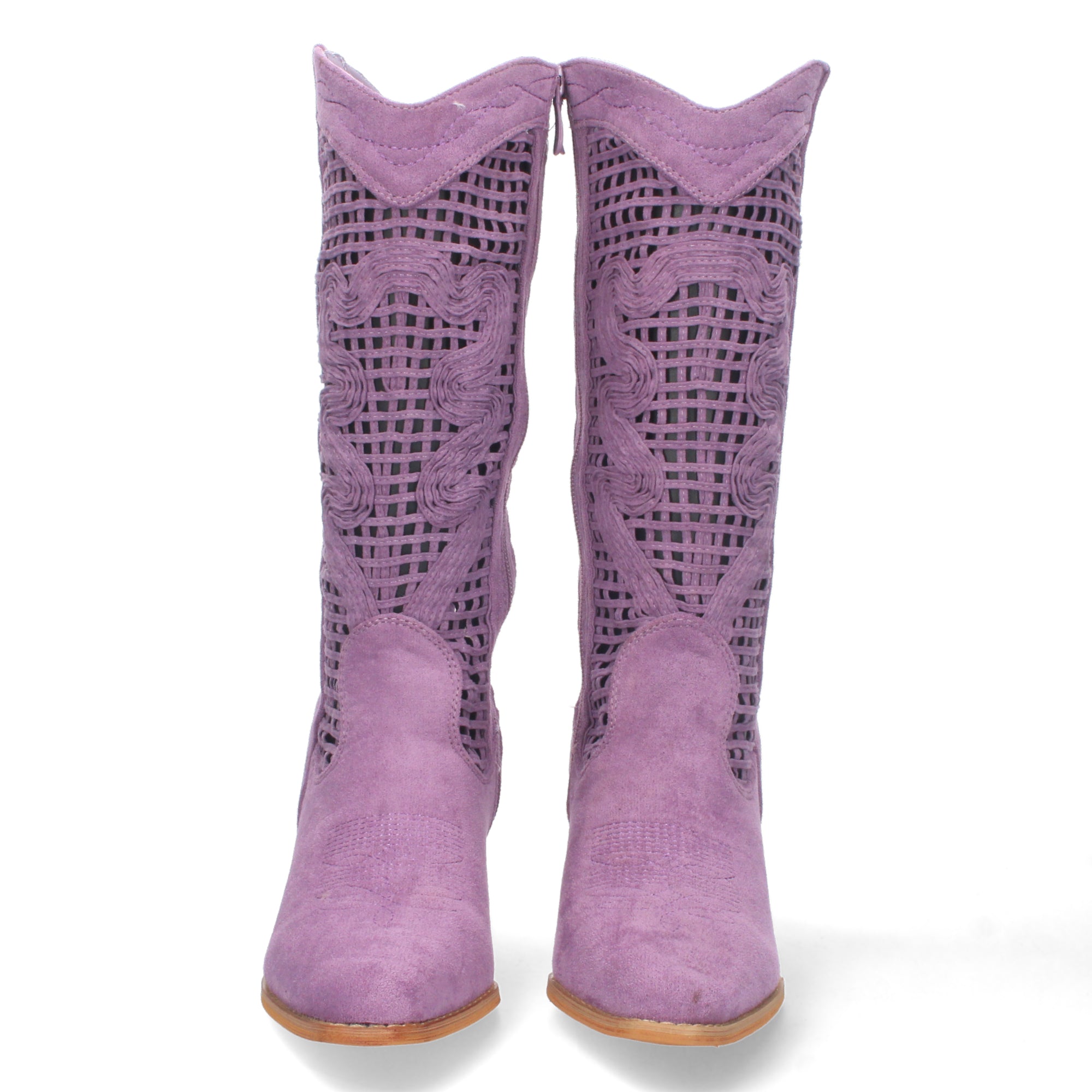 Bota de Tacón para Mujer con Calados en la Caña y Cremallera
