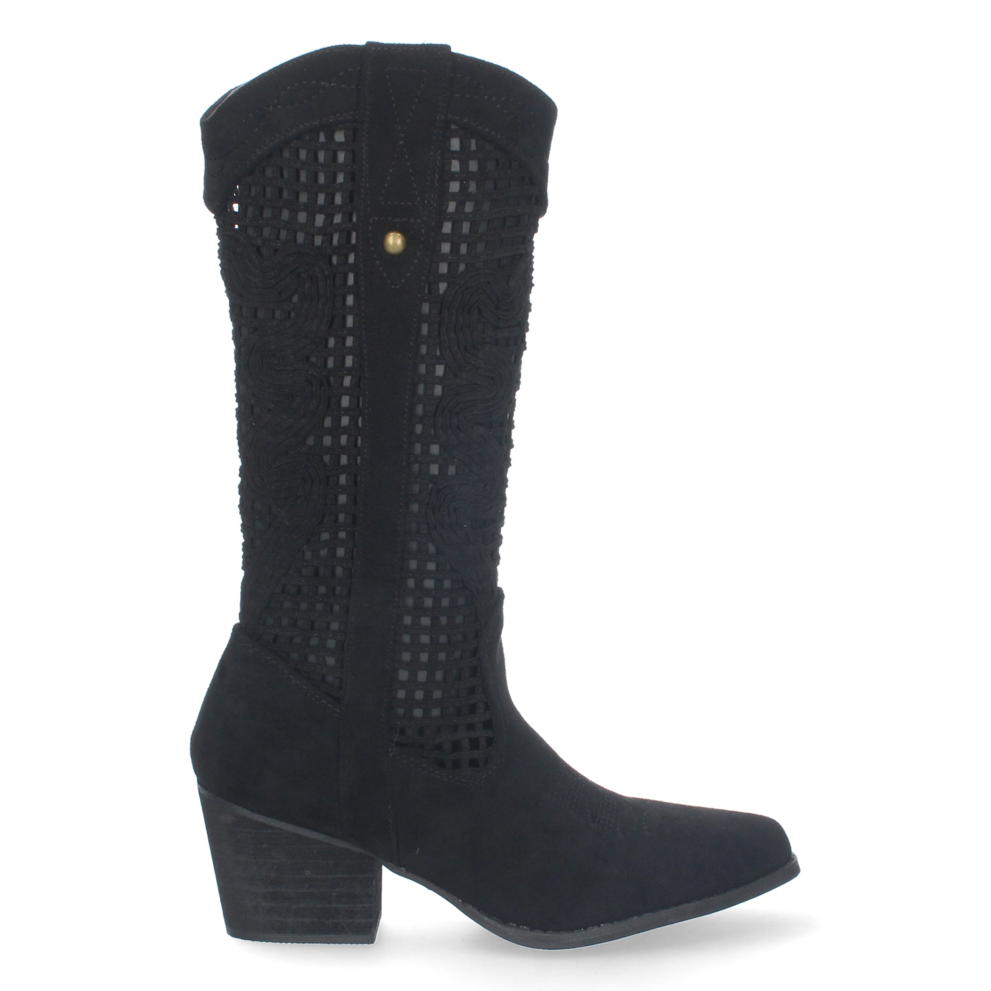 Bota de Tacón para Mujer con Calados en la Caña y Cremallera