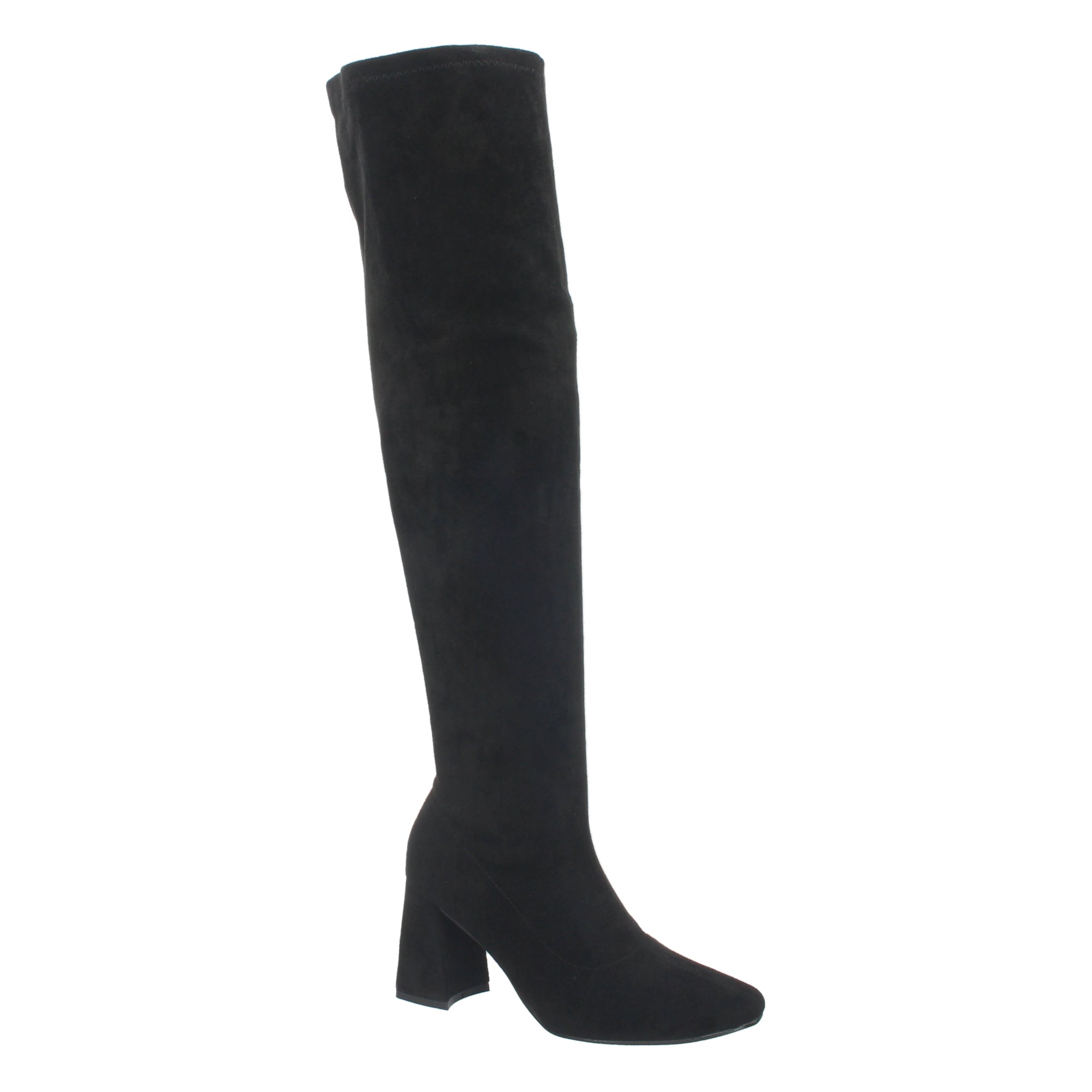 Bota Alta de Tacón para Mujer con Estampado Liso y Cierre de Cremallera