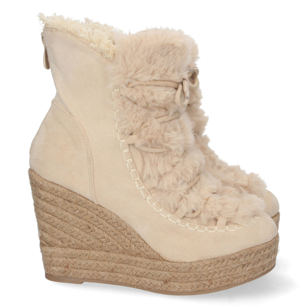 Botines cuña beige forrados en yute