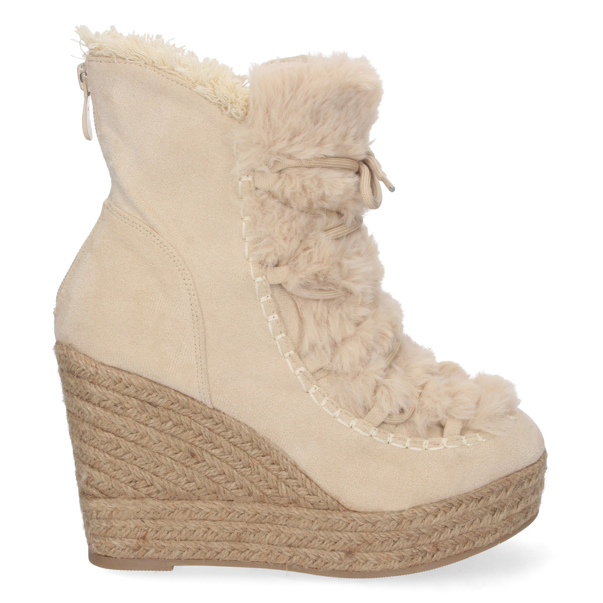 Botines cuña beige forrados en yute