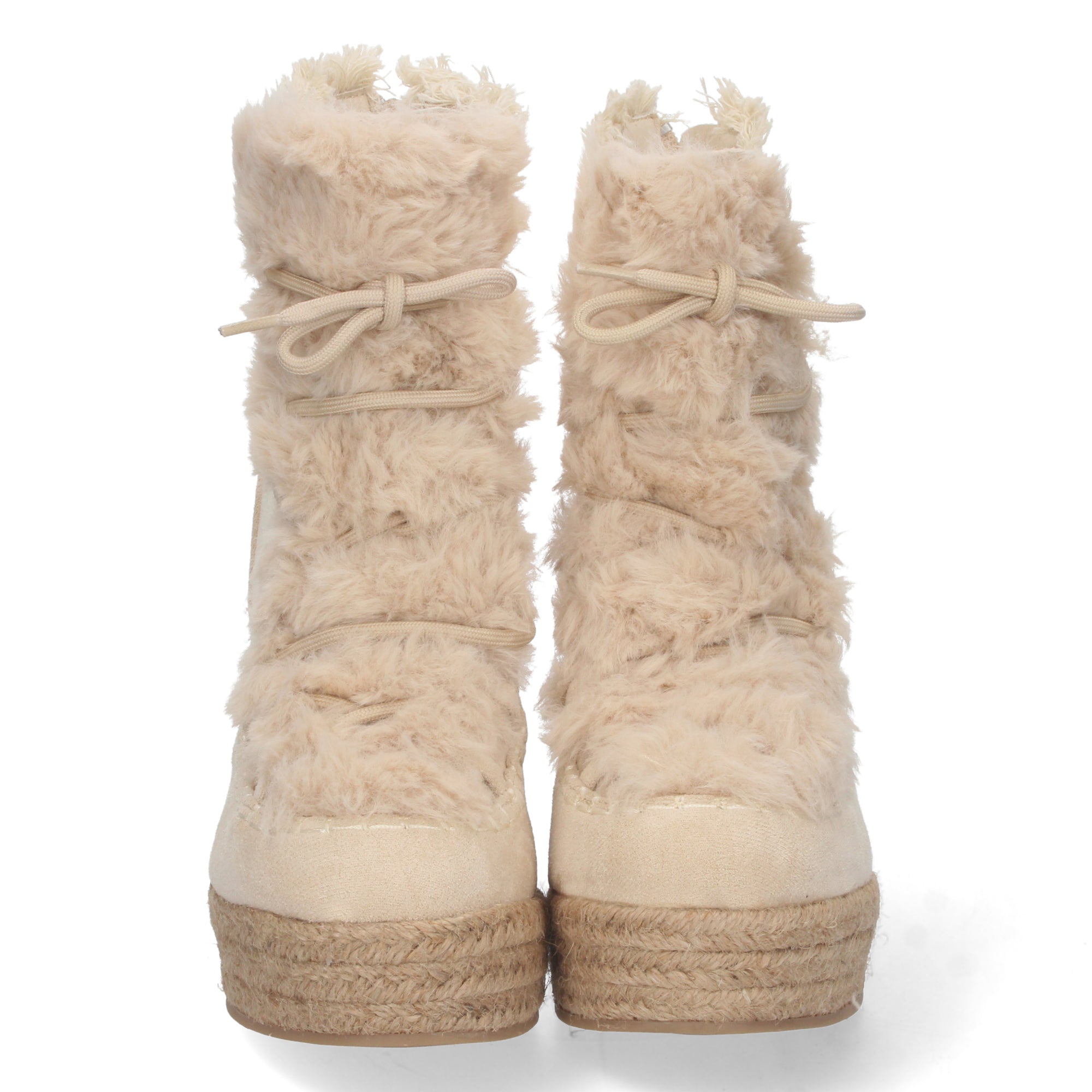 Botines cuña beige forrados en yute