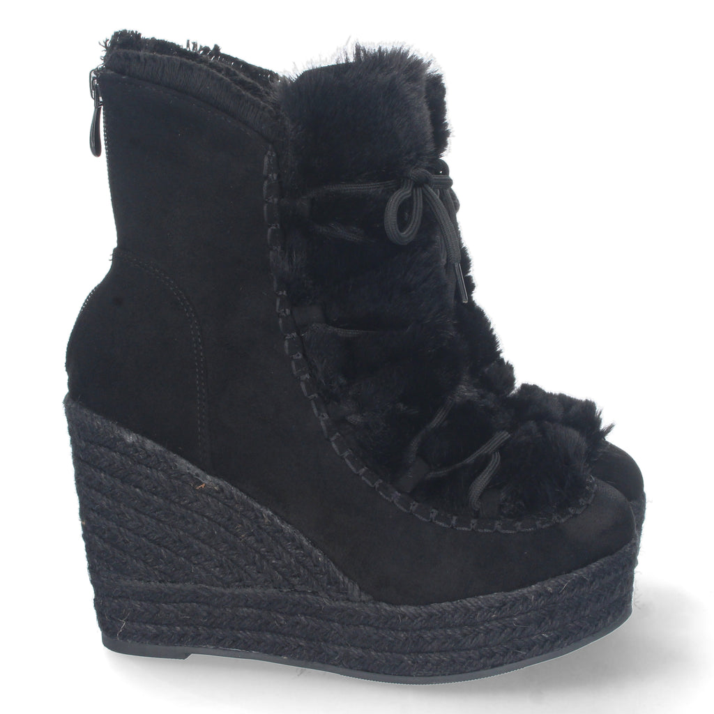 Botines cuña negros forrado en yute