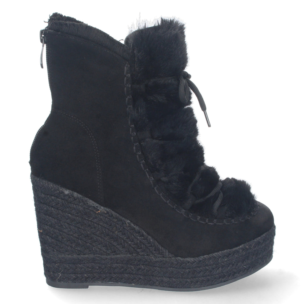 Botines cuña negros forrado en yute