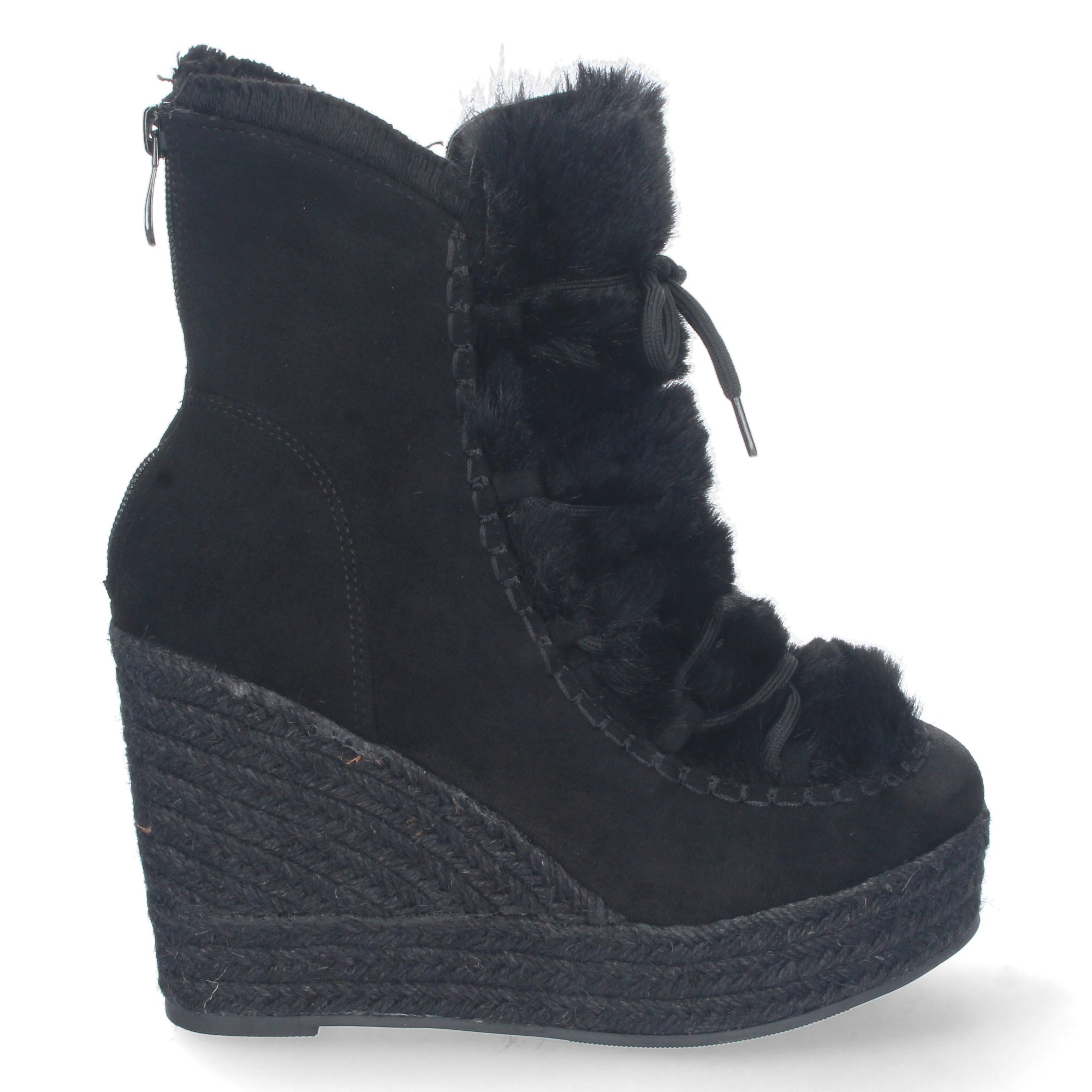 Botines cuña negros forrado en yute