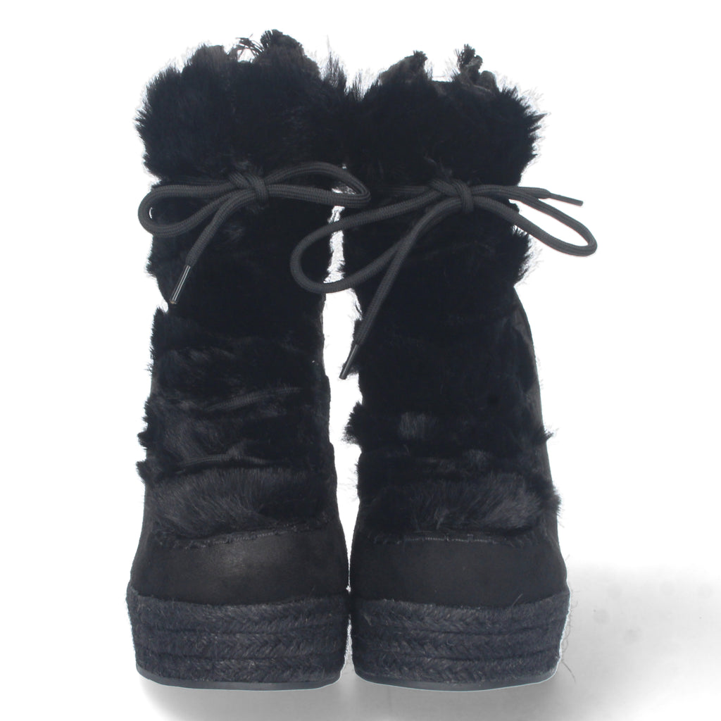 Botines cuña negros forrado en yute