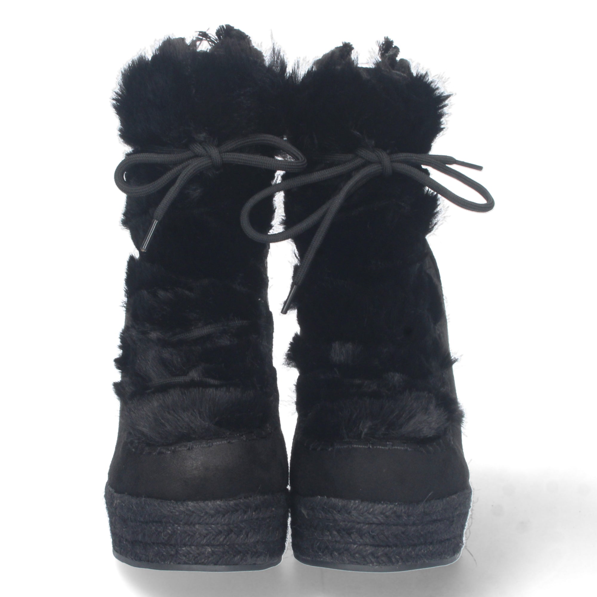 Botines cuña negros forrado en yute