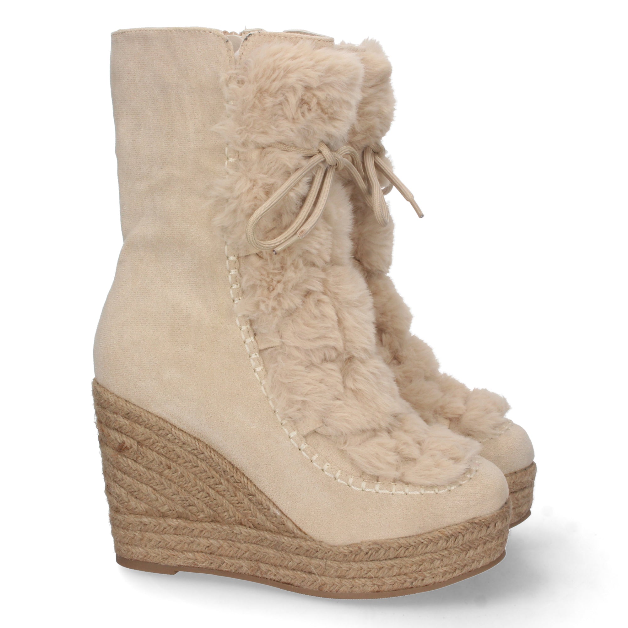 Bota de Cuña para Mujer con Forro de Yute y Cierre de Cremallera