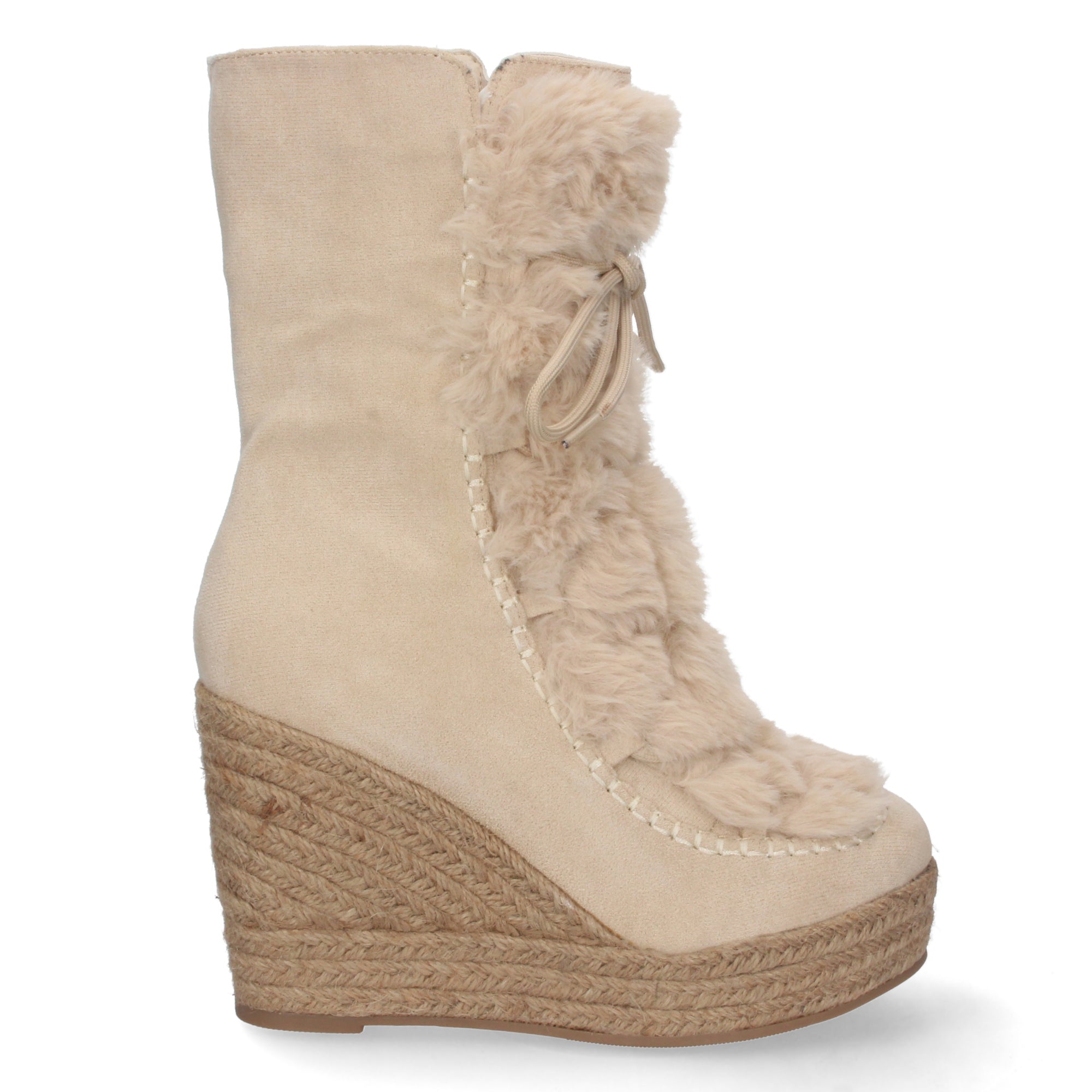 Bota de Cuña para Mujer con Forro de Yute y Cierre de Cremallera