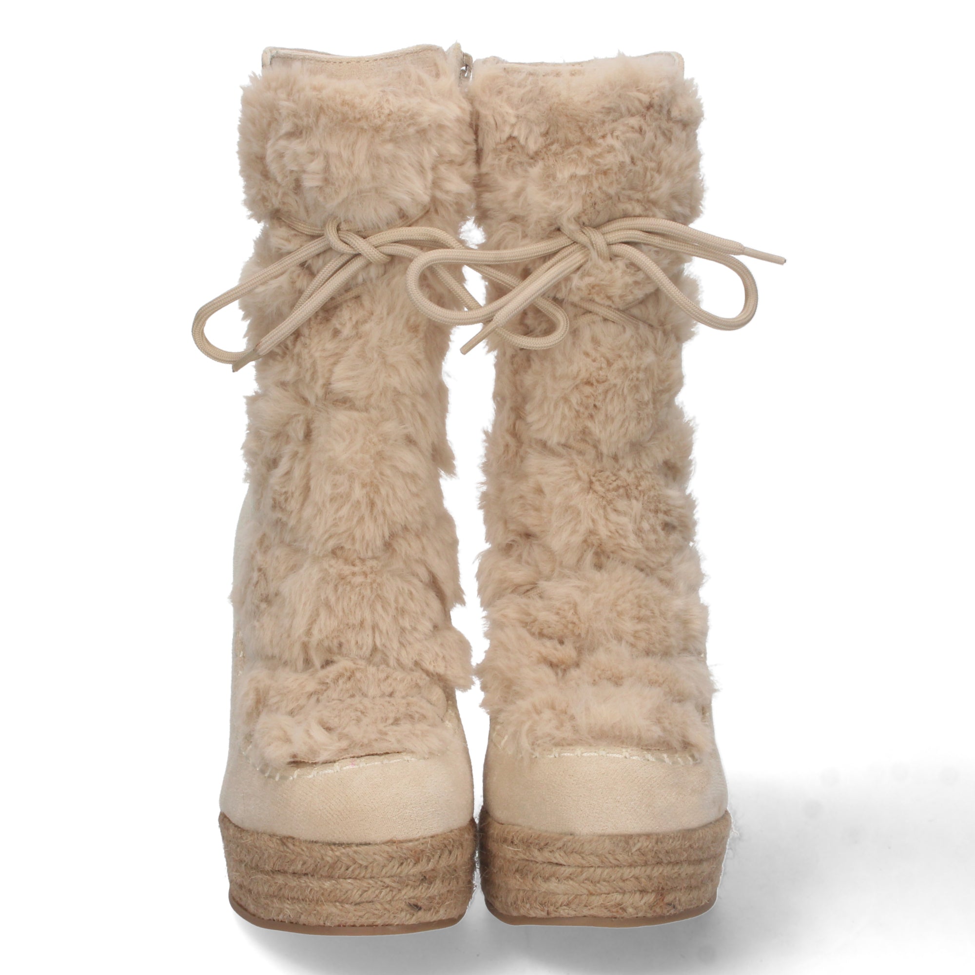 Bota de Cuña para Mujer con Forro de Yute y Cierre de Cremallera