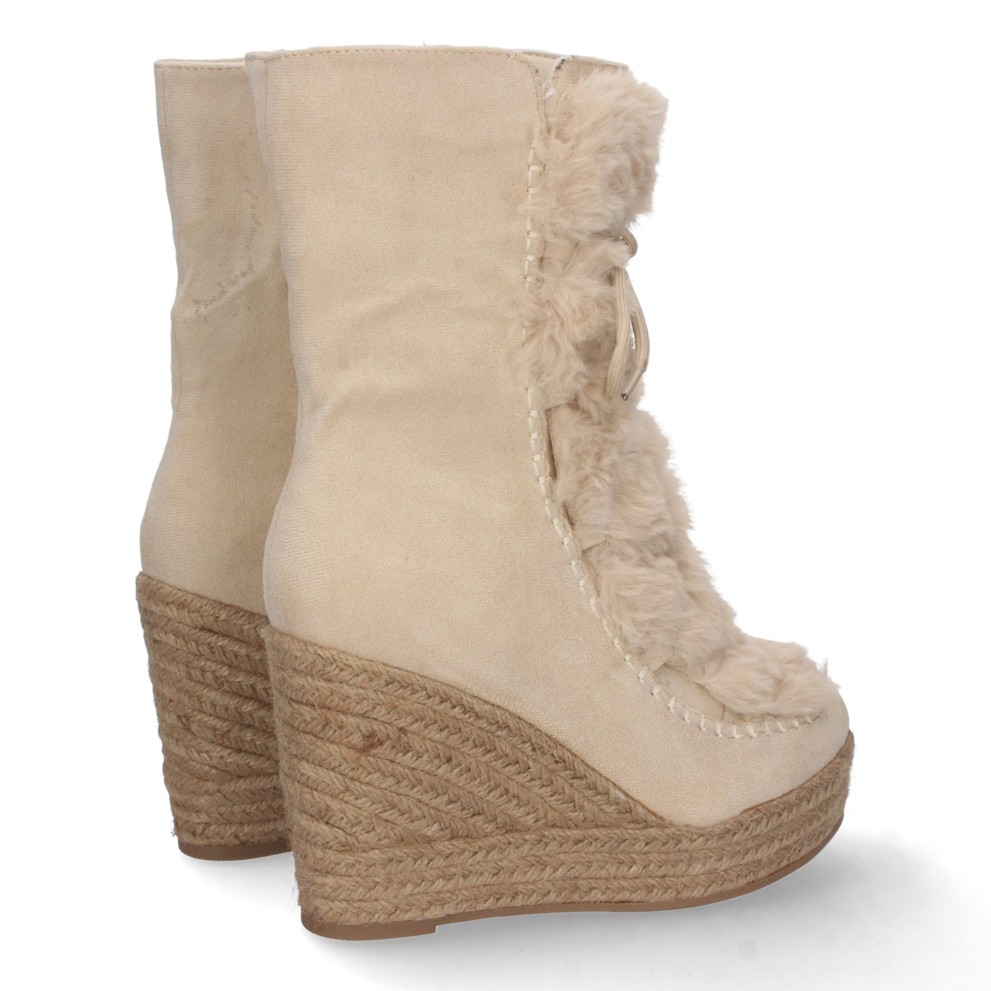 Bota de Cuña para Mujer con Forro de Yute y Cierre de Cremallera