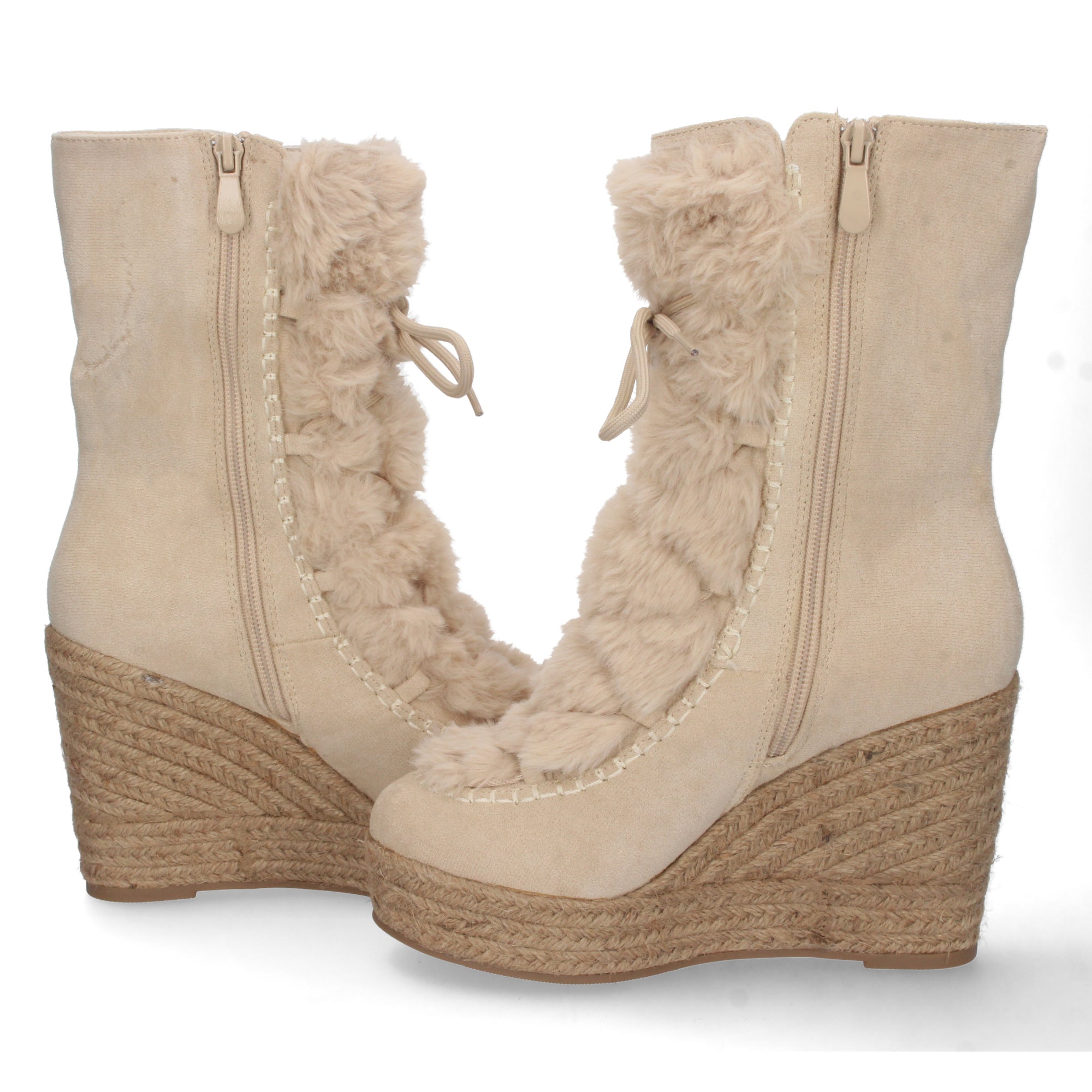 Bota de Cuña para Mujer con Forro de Yute y Cierre de Cremallera