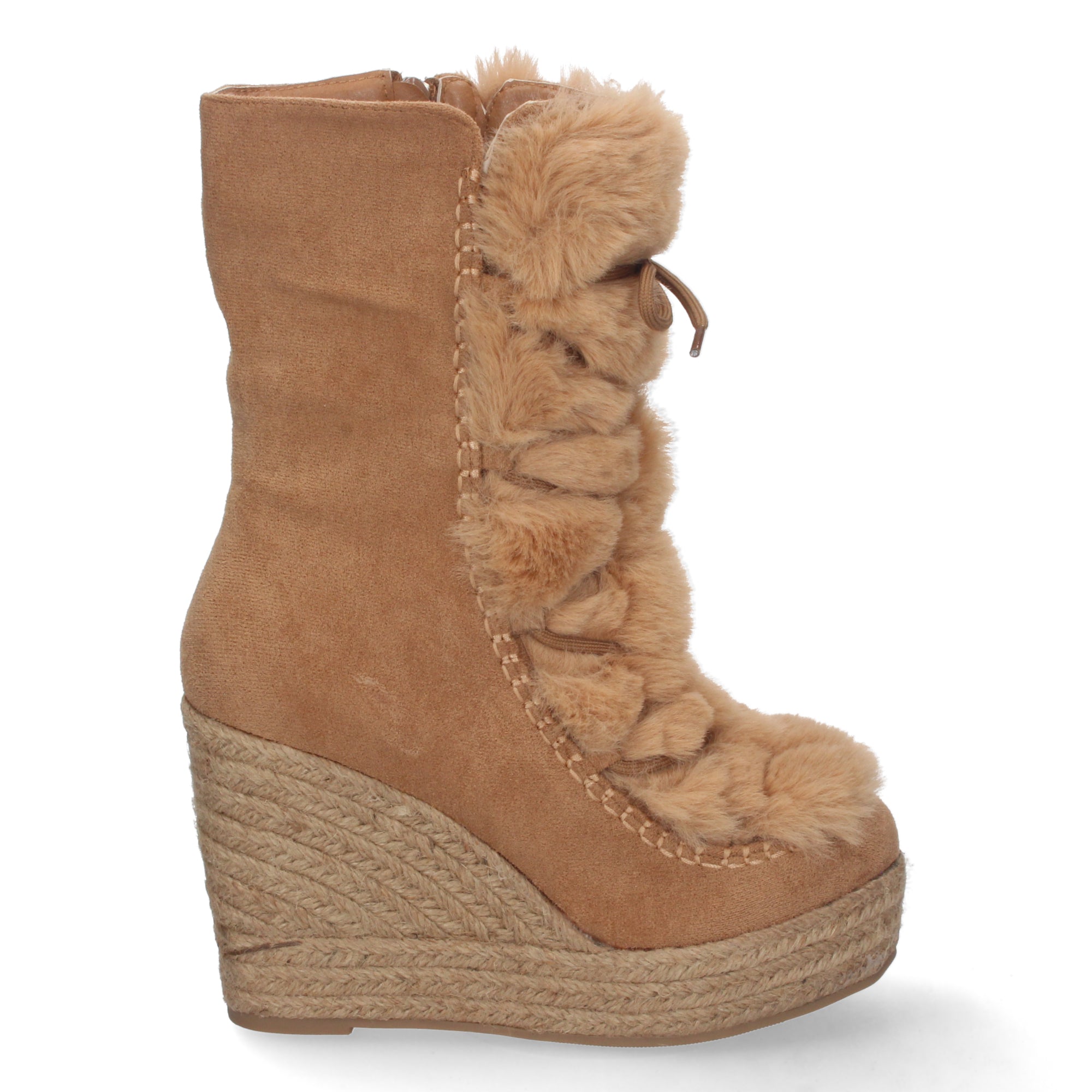 Bota de Cuña para Mujer con Forro de Yute y Cierre de Cremallera