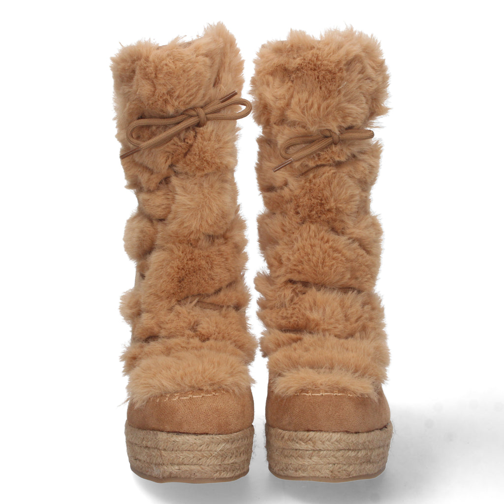 Bota de Cuña para Mujer con Forro de Yute y Cierre de Cremallera